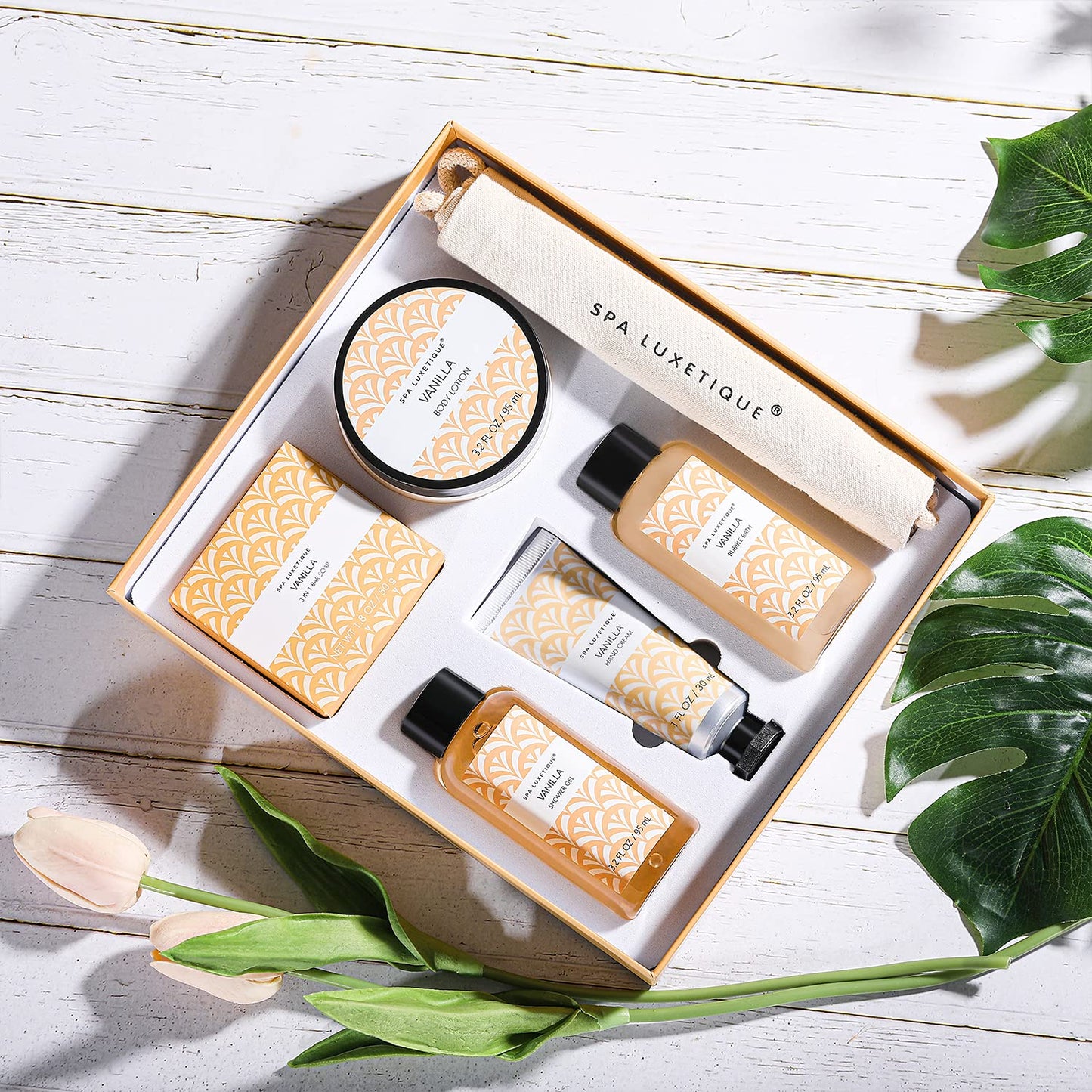 Spa Luxetique Spa Gifts for Women 6pc Vanilla Bath Sets Women Gift With Body Lotion, Shower Gel, Bubble Bath, Hand Cream, Bath and Body Gifts Set Beauty & Personal Care spa luxetique
