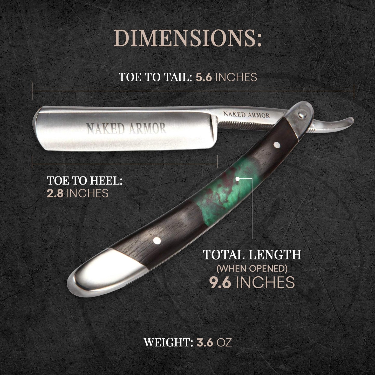 Naked Armor Professional Straight Razor for Men - Shave Ready 7/8" Japanese Steel Straight Edge Razor - Mador Series with Hand-Crafted Ebony Wood Beauty and Personal Care Naked Armor