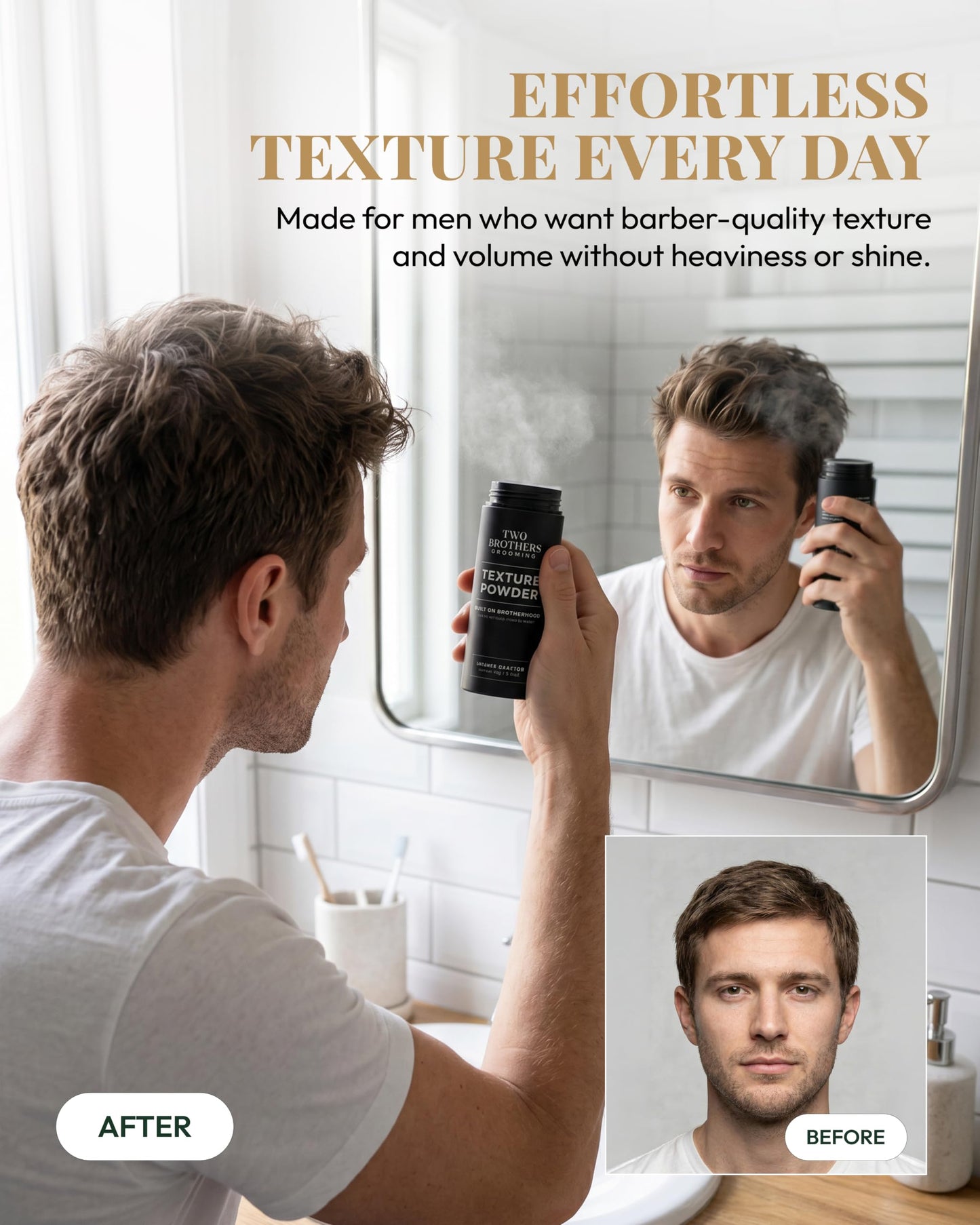 Two Brothers Grooming Texture Powder for Men, Barber Crafted Hair Styling Powder, Strong Hold Matte Finish, Adds Volume, Texture & Lift, Lightweight Beauty & Personal Care Two Brothers Grooming