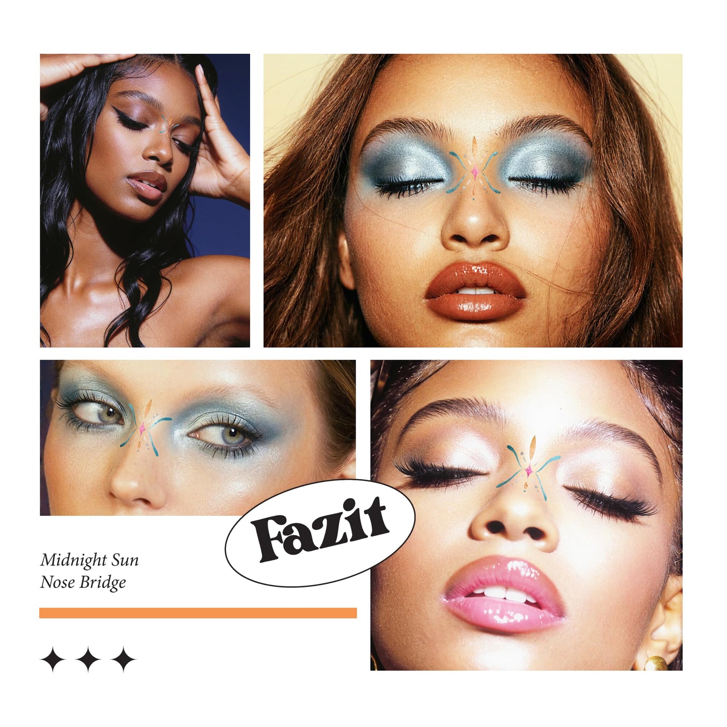 Fazit Makeup Patches - Midnight Sun Nose Bridge - Glow Up Make-Up Patches - Cute Glitter Makeup Accessories for Women - Cosmetic Glitter for Face Beauty & Personal Care Fazit