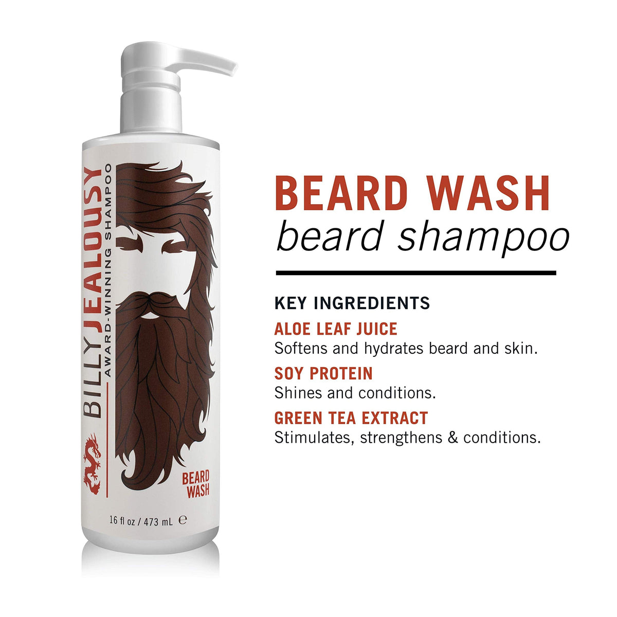 Billy Jealousy Beard Wash for Smooth, Manageable & Frizz-free Facial Hair, Beard Care Enriched with Hydrating Aloe & Strengthening & Conditioning Beauty & Personal Care Billy Jealousy