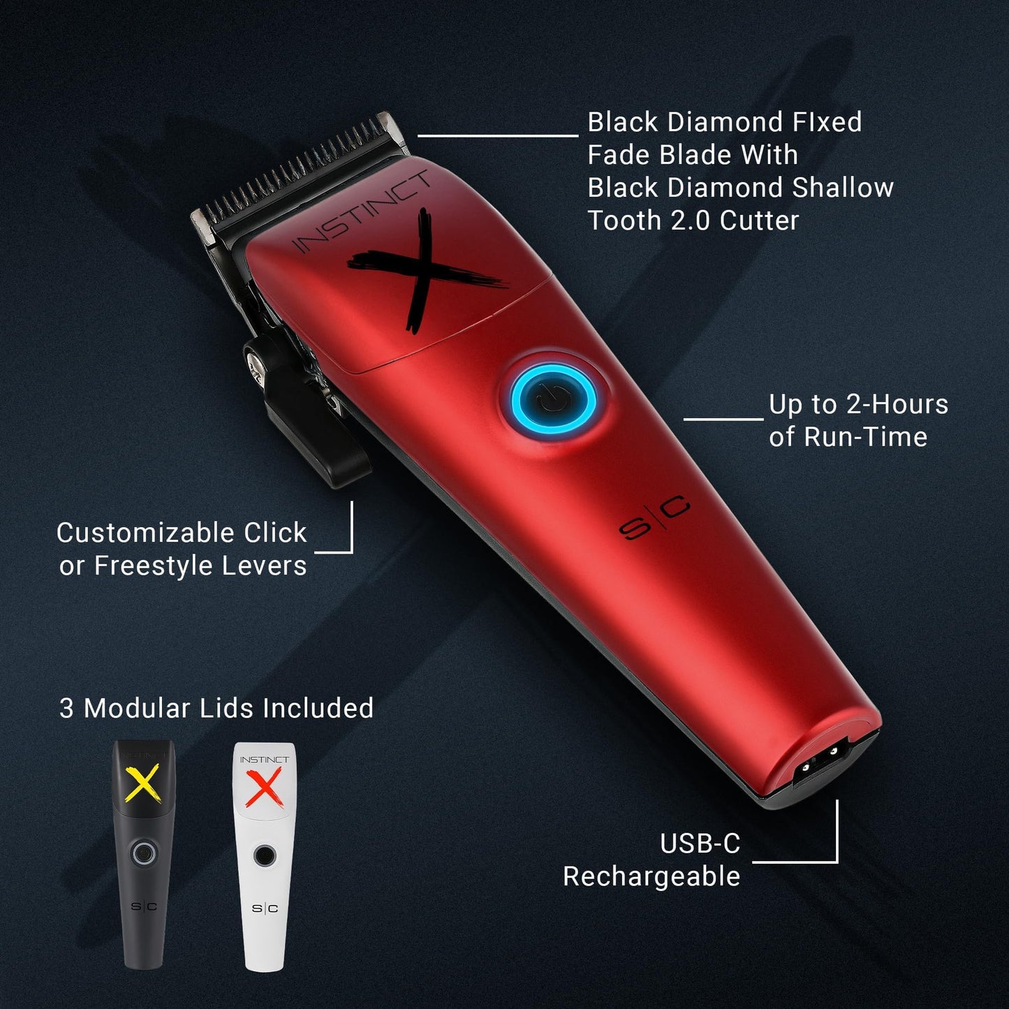 Stylecraft Instinct-X Cordless Hair Clipper Professional Vector Motor with Intuitive Torque Control, 3 Modular Lids Beauty and Personal Care Stylecraft