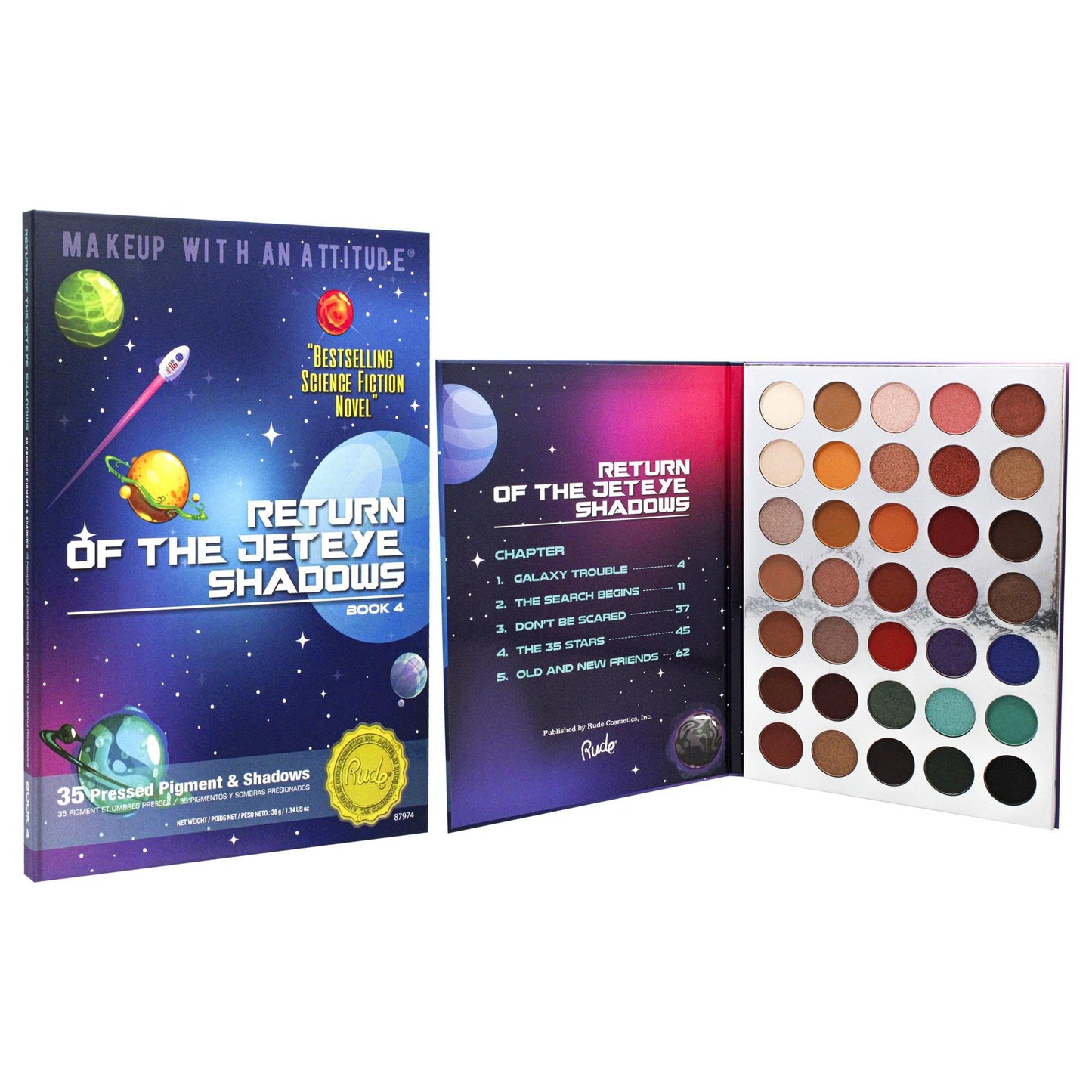 Rude Cosmetics Return of the Jeteye 35 Eyeshadows Palette - Book 4 for Women - 1.34 oz Eye Shadow Beauty & Personal Care RUDE