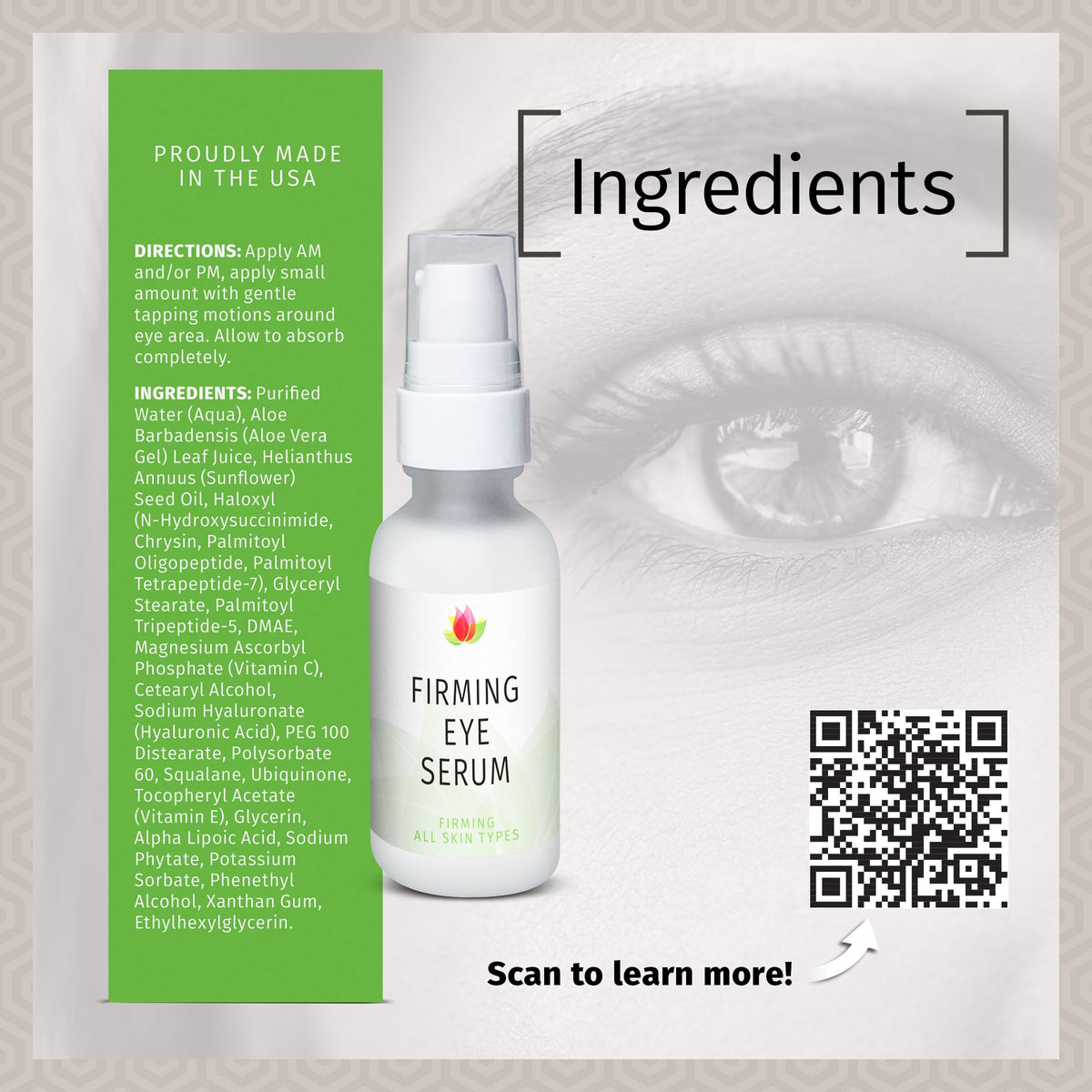 Firming Eye Serum with Alpha Lipoic Acid & Vitamin C Ester, 1 oz