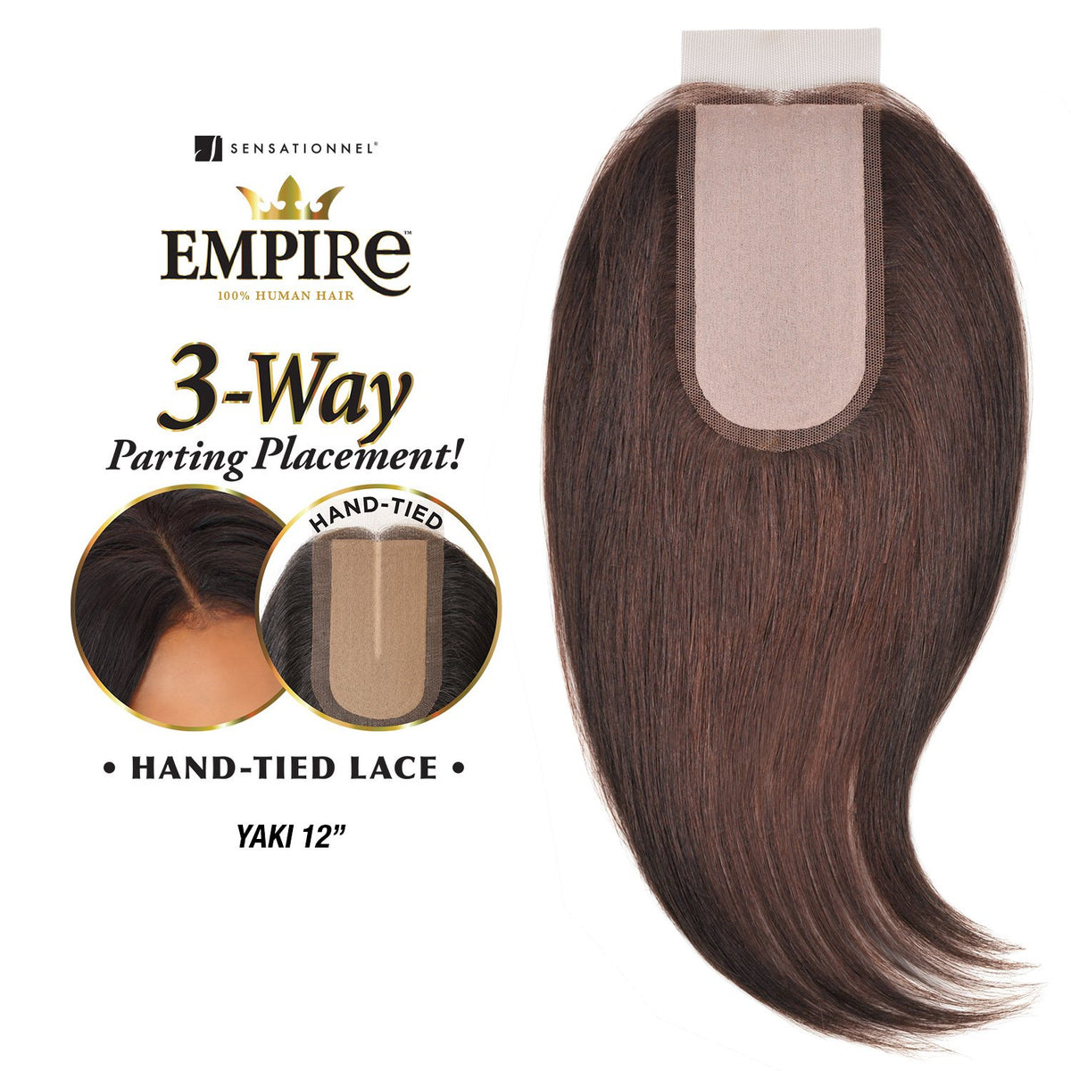 Sensationnel Empire Humanhair Lace Closure-Yaki 12 Inch,613 BLONDE
