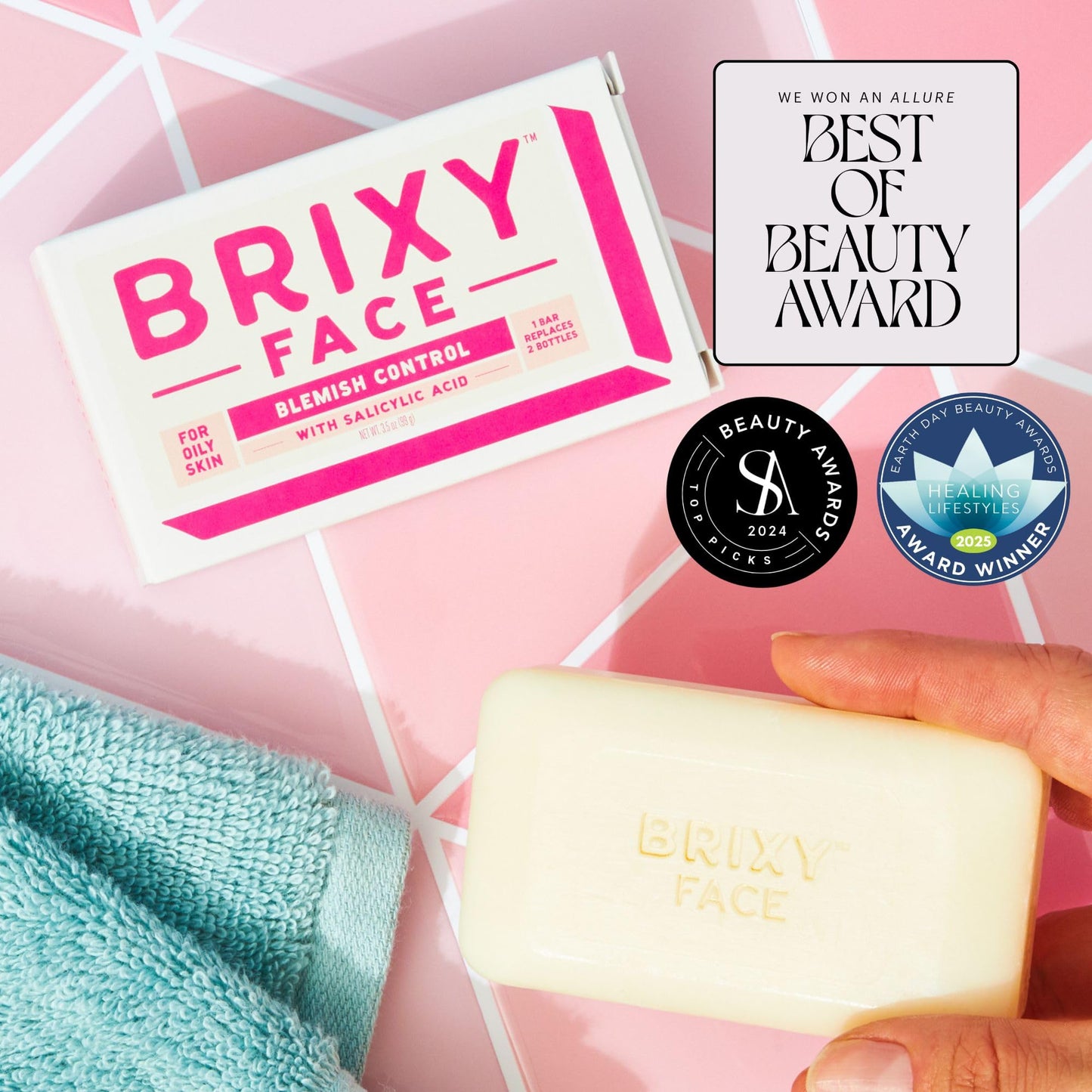 BRIXY Blemish Control Facial Cleansing Bar - Salicylic Acid Unclogs Pores And Balances Natural Oils, Ceramides and Niacinamide Promote Heathy Skin Beauty & Personal Care BRIXY