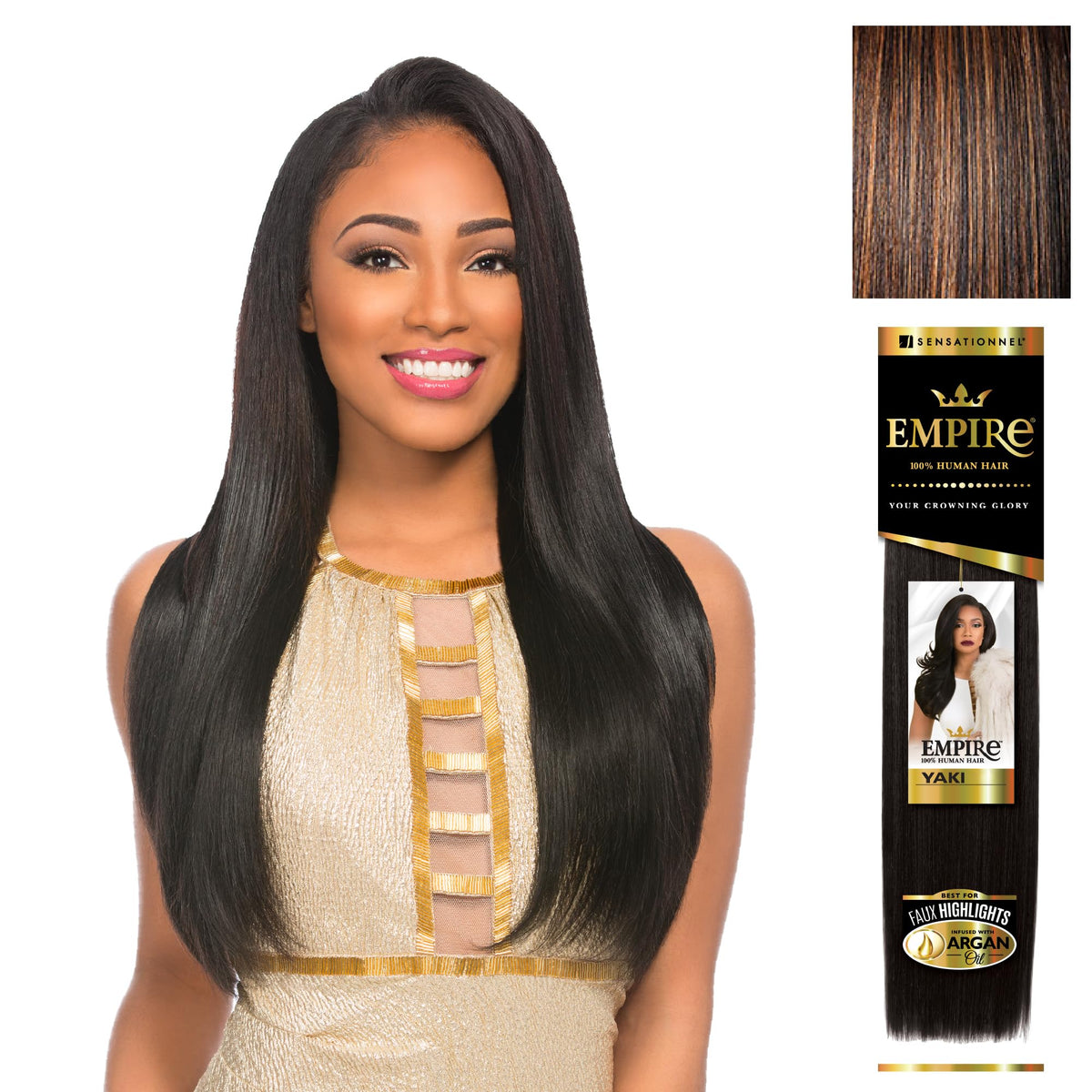 Sensationnel Empire Yaki Human Hair,1 Pack 20 inch, S1B/30
