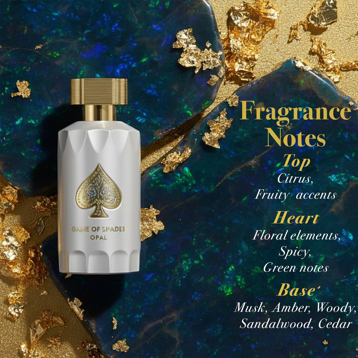 Jo Milano Game of Spades Opal Parfum Spray | 3.4 oz (100ml) | Rose, Oud Wood, Spicy, Citrus Scent | Long Lasting Fragrance for Men and Women (Unisex) Beauty & Personal Care Jo Milano