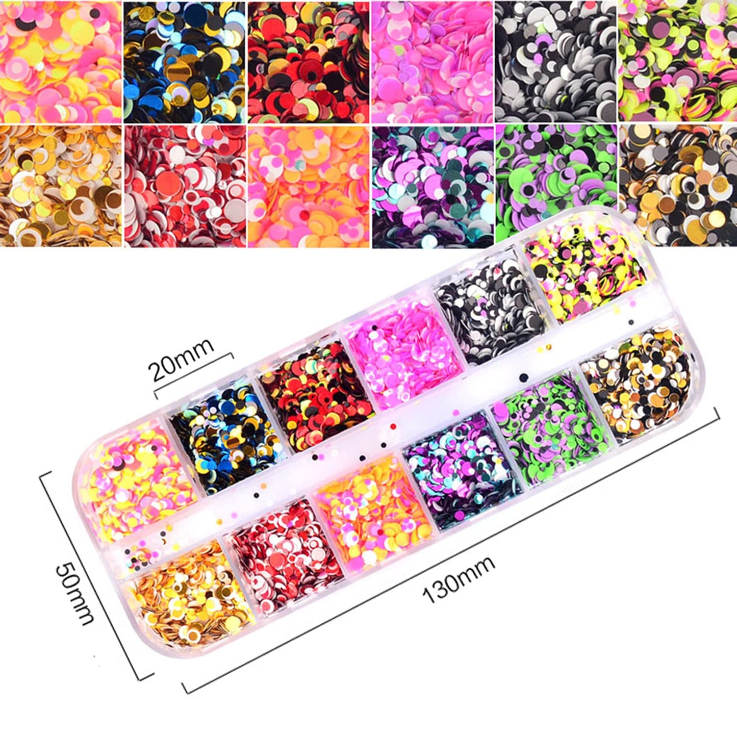 12 Colors Laser Mixed Circle Nail Glitter Sequins 3D Nail Art Accessories Holographic Round Shape Flakes Nail Art Design Acrylic Nails Supplies Women Beauty & Personal Care TBRZTR