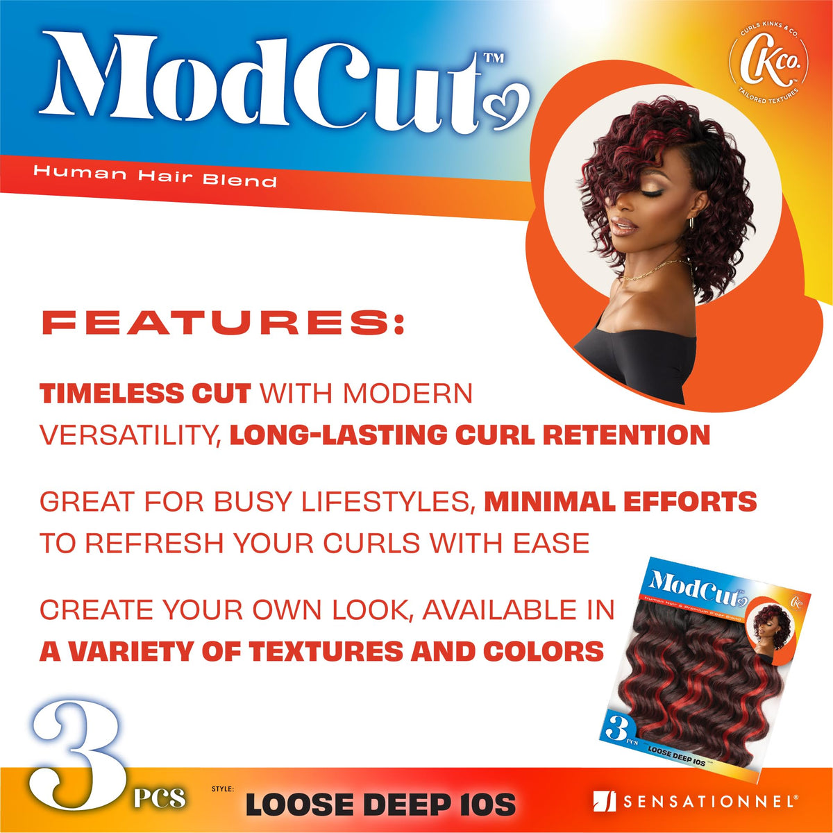 Sensationnel CKCO ModCut 3pcs Bundles -Loose Deep 10S,1B OFFBLACK