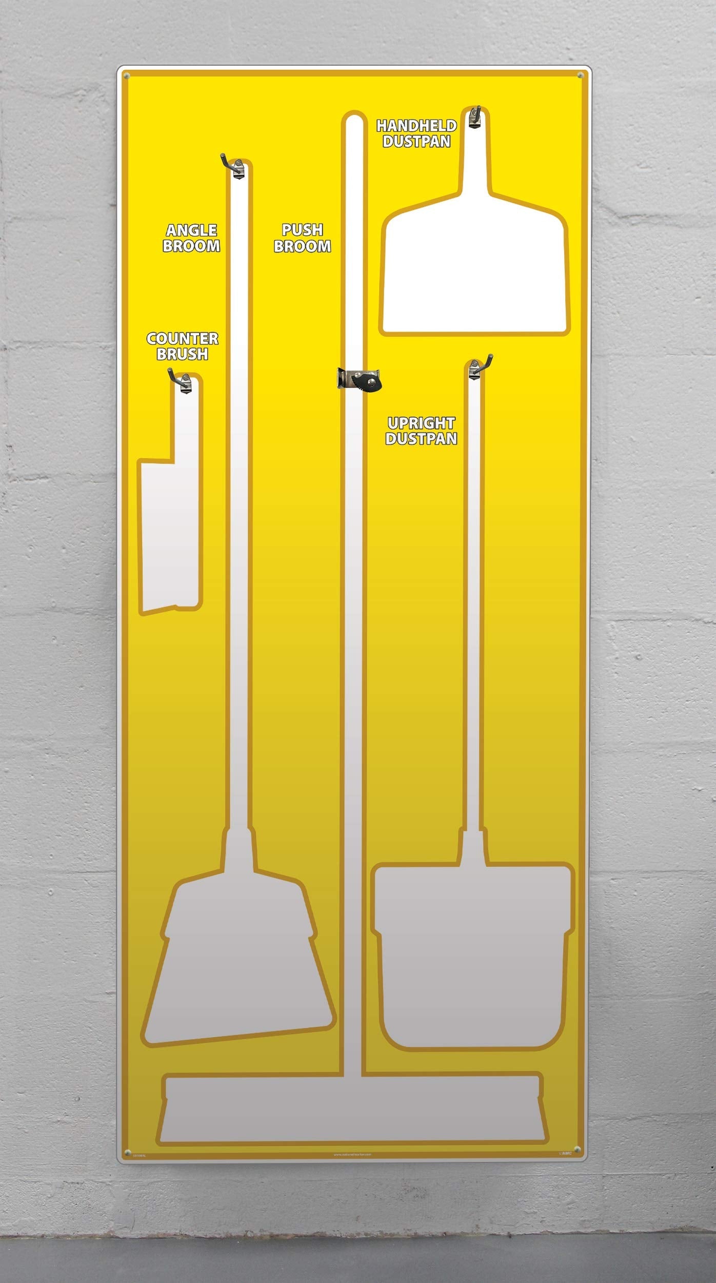 NMC SB108AL 5S Janitorial Shadow Board, Yellow/White, 68"X30", Heavy-DutyAluminum (Tools Sold Separately) Beauty & Personal Care NMC