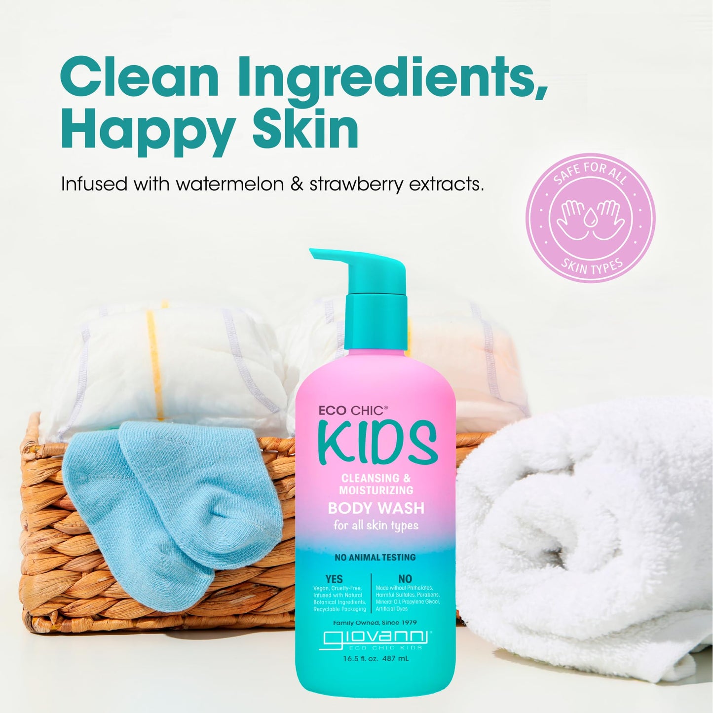 GIOVANNI Eco Chic KIDs Cleansing & Moisturizing Body Wash - Kids Body Wash, Kids body Wash Sensitive Skin, Kids Soap And Body Wash, Kids Sensitive Beauty & Personal Care GIOVANNI