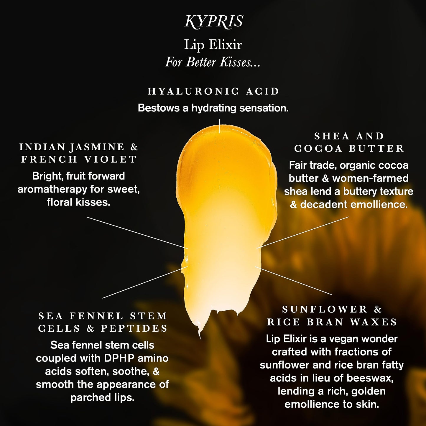 KYPRIS, Lip Elixir Balm, Softening Soothing Better Kisses, Hyaluronic Acid Shea Jasmine (0.17 oz / 5 gm) Beauty & Personal Care KYPRIS