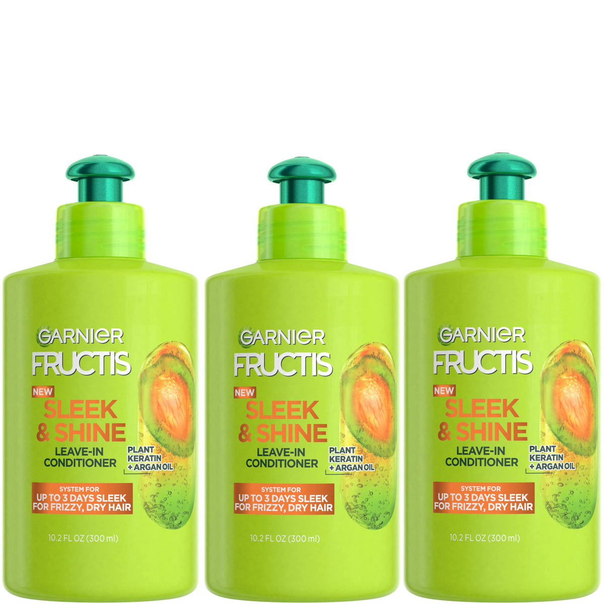 Garnier Fructis Sleek and Shine Intensely Smooth Leave-In Conditioning Cream, 10.2 Ounce (Pack of 3) (Packaging May Vary)