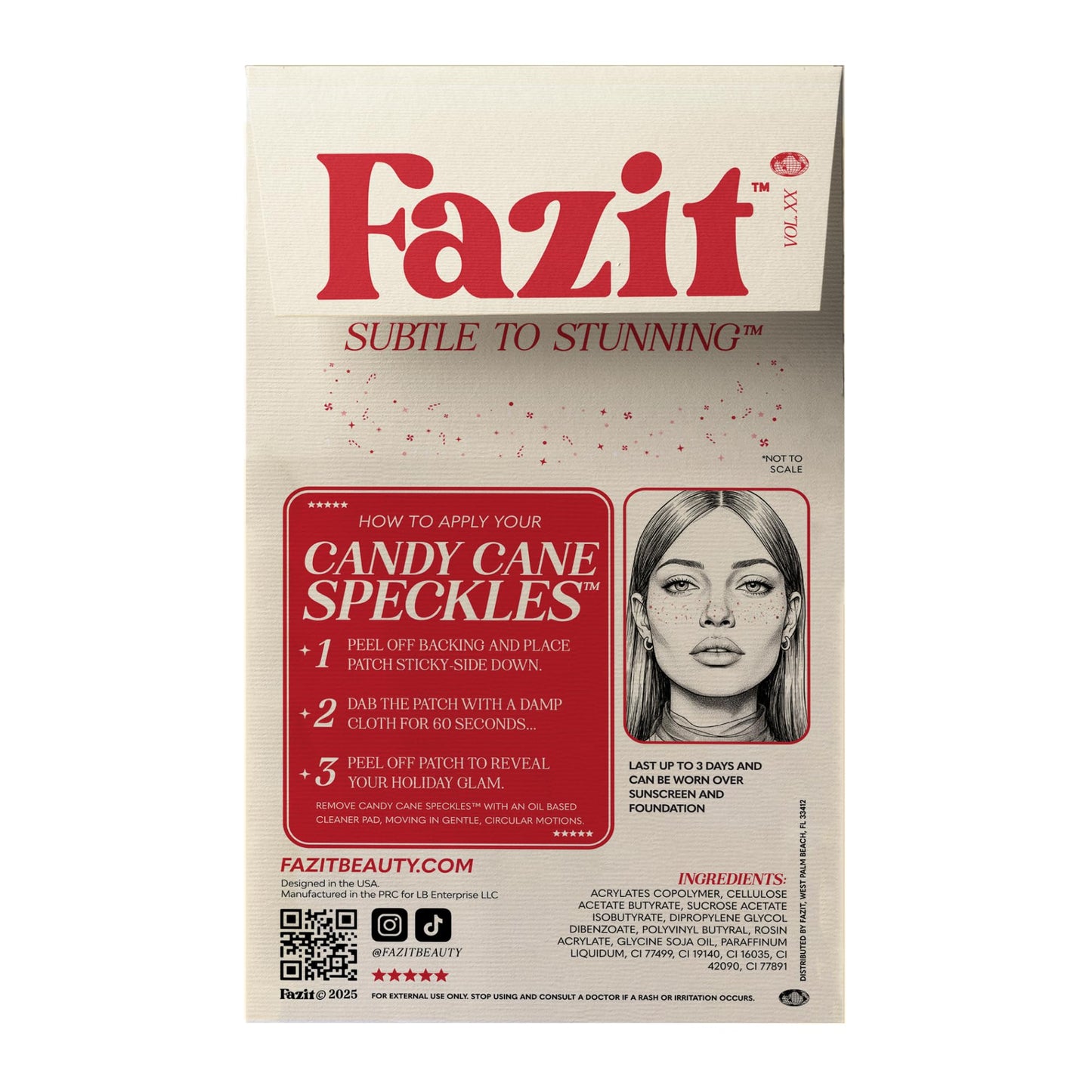 Fazit Makeup Patches - Candy Cane Speckles - Glow Up Make-Up Patches - Cute Glitter Makeup Accessories for Women - Cosmetic Glitter for Face Beauty & Personal Care Fazit