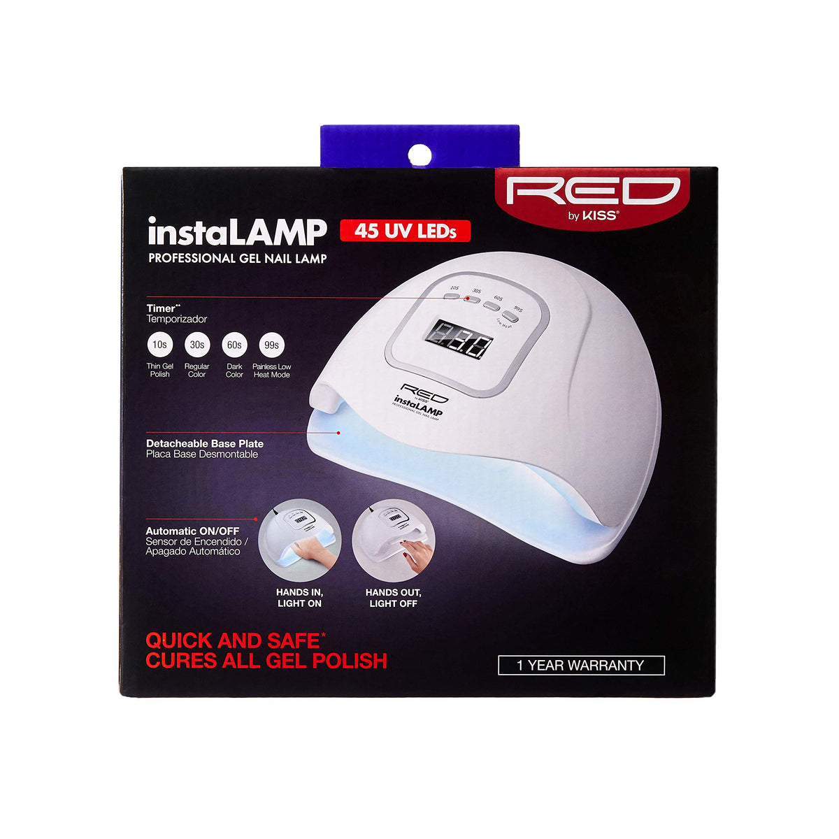 Red by Kiss instaLAMP Professional Gel Nail Lamp 45 UV LEDs with 4 Timers