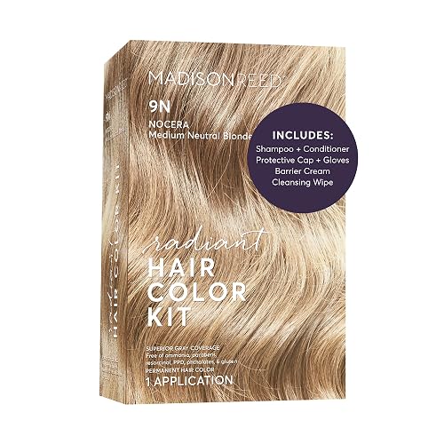 Madison Reed Radiant Hair Color Kit - 9N Medium Neutral Blonde (Nocera Blonde), Salon-Quality Permanent Hair Dye, Superior Gray Coverage & Dimensional Beauty & Personal Care Madison Reed