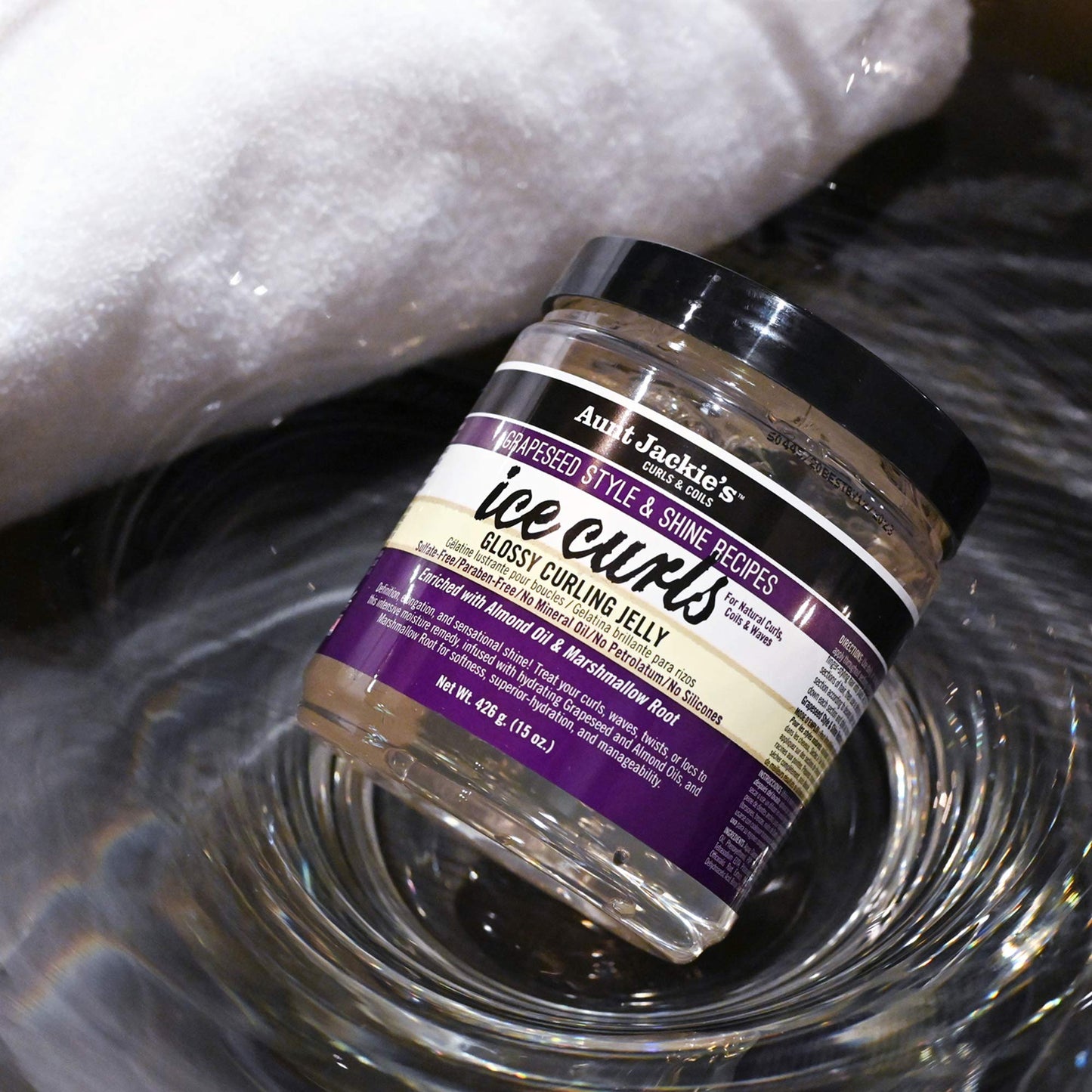 Aunt Jackie's Grapeseed Style and Shine Recipes Ice Curls Glossy Curling Jelly, Hydrates, Softens, Makes Waves, Curls and Coils Easier to Style, 15oz Beauty & Personal Care Aunt Jackie's