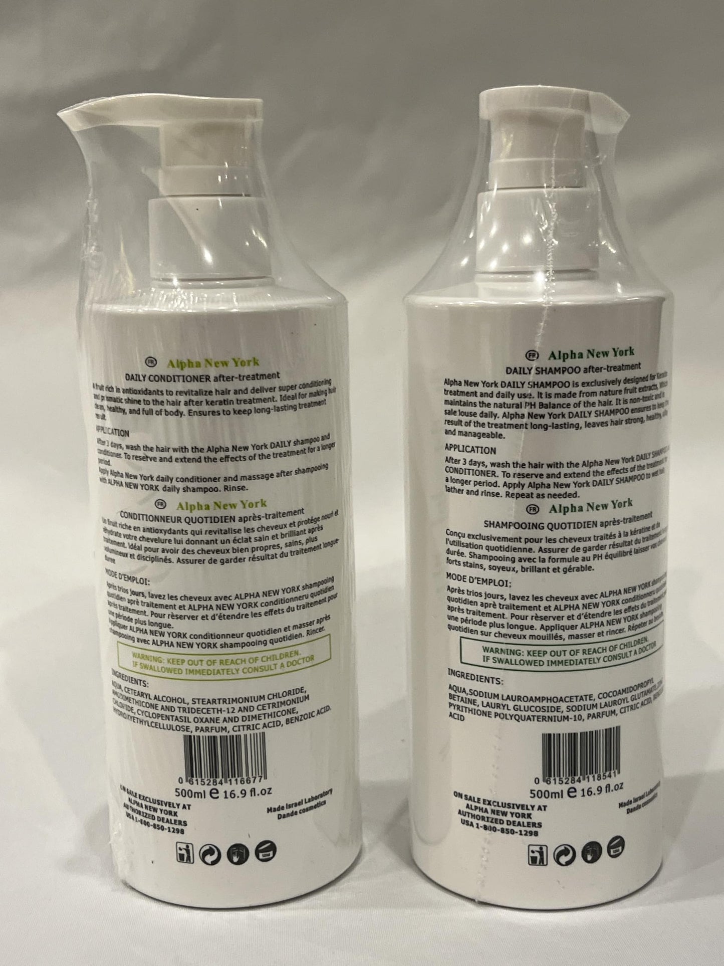 Daily keratin Shampoo & Conditioner hair repair Set by Alpha New York 500ml Beauty & Personal Care ALPHA NEW YORK