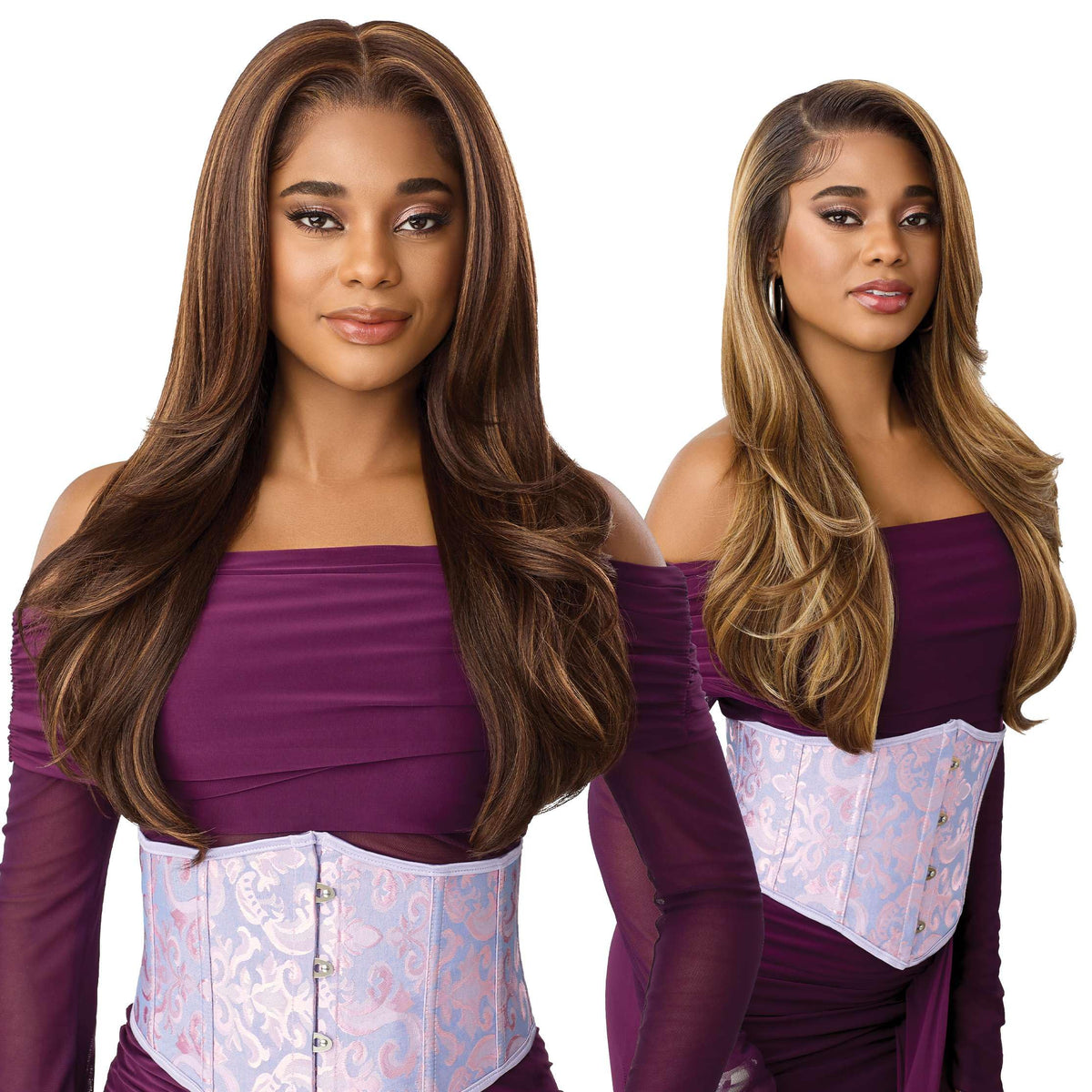 Outre Airtied 360 Flexilace - Human Hair Blend - Silk Press 24" (JET BLACK 1)