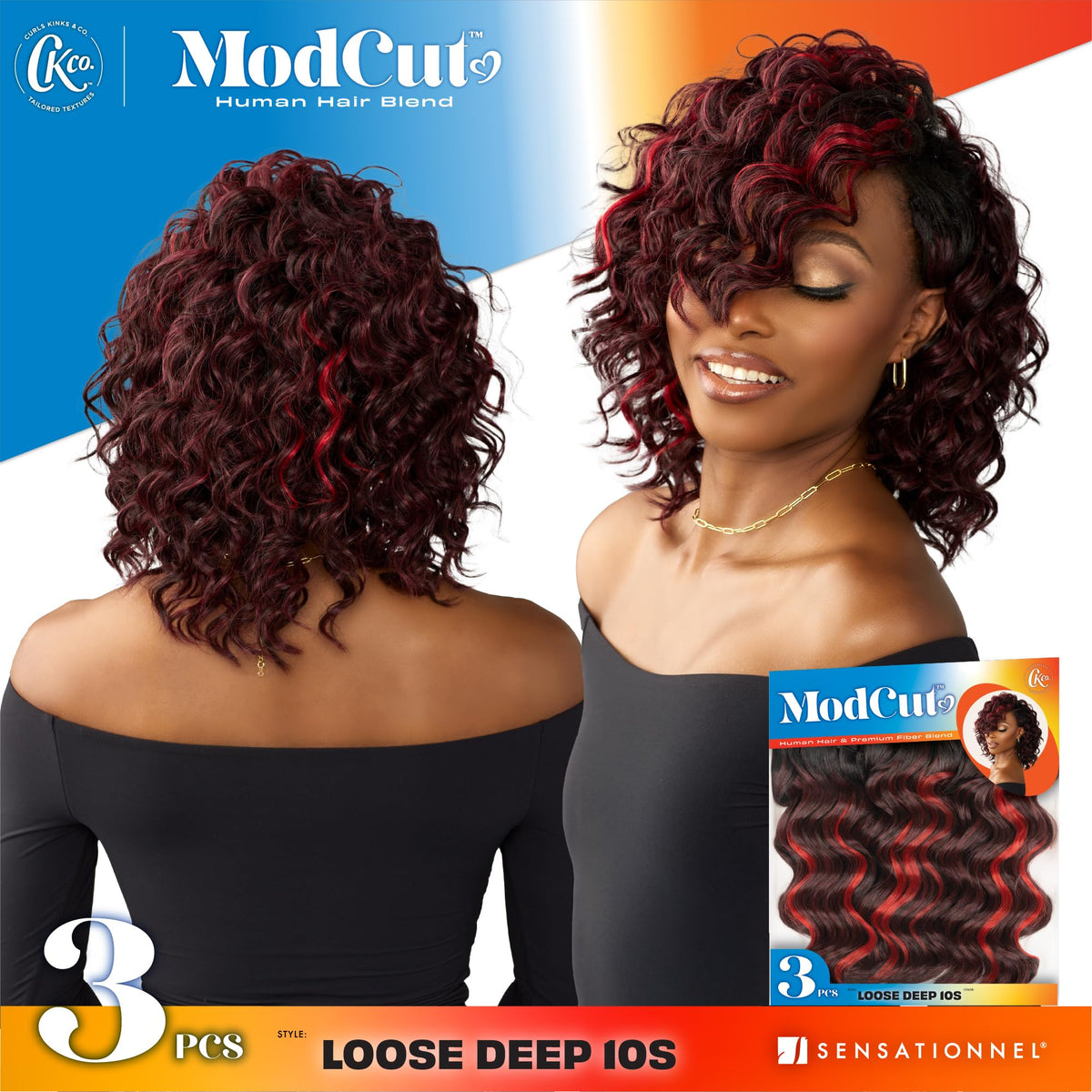 Sensationnel Curls Kinksandco ModCut 3pcs Bundles -Loose Deep 10S,M44