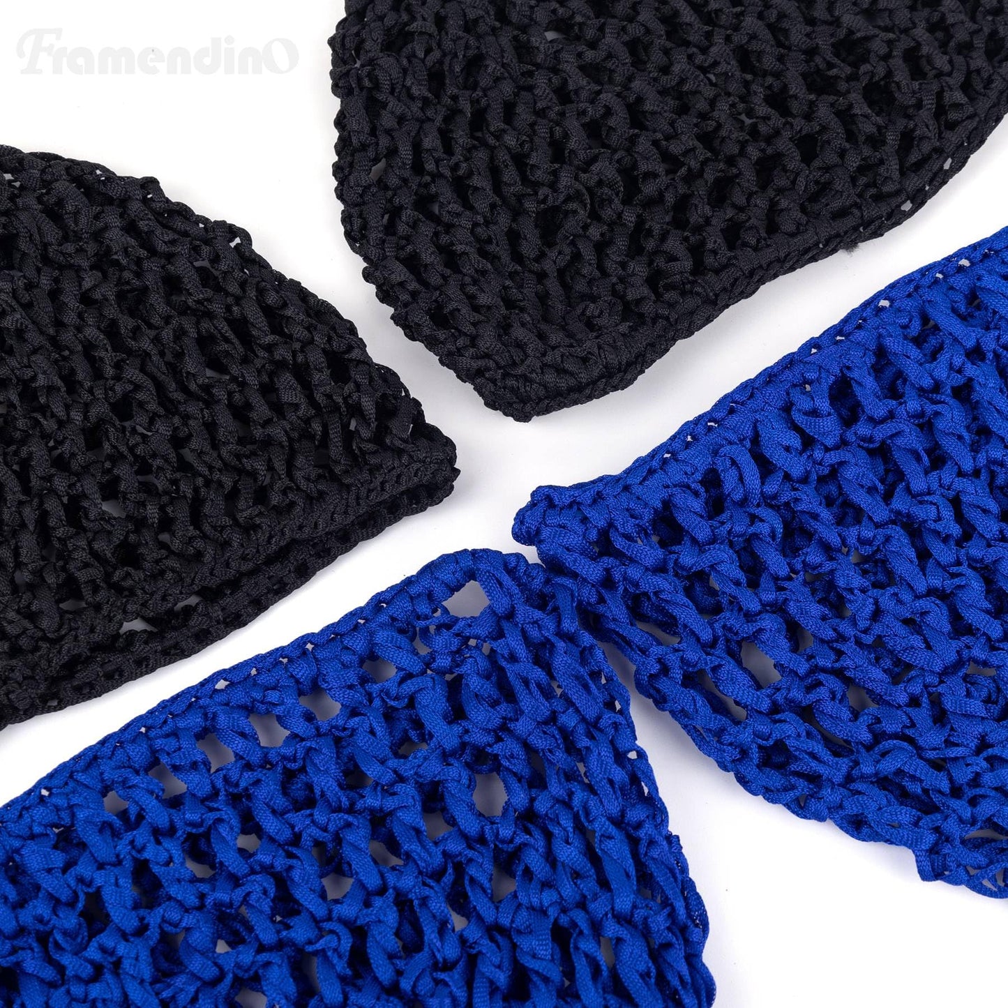 Framendino, 4 Pack Mesh Crochet Hair Net Rayon Knit Snoods Hat Thick Hairnet Snood Cover Ornament for Night Sleeping Accessories (2 Colors) Beauty and Personal Care Framendino