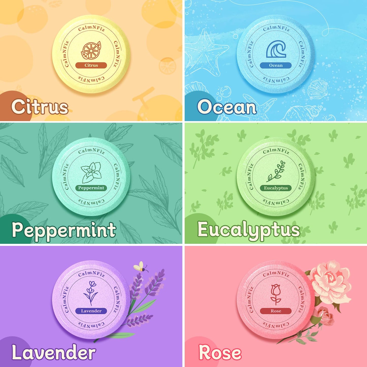 CalmNFiz 6 Pack Shower Steamers Aromatherapy, Birthday Gifts for Women Men, Mother’s Day Gifts for Wife Mom Grandma Daughter Teen, Relaxation Self Beauty and Personal Care CalmNFiz