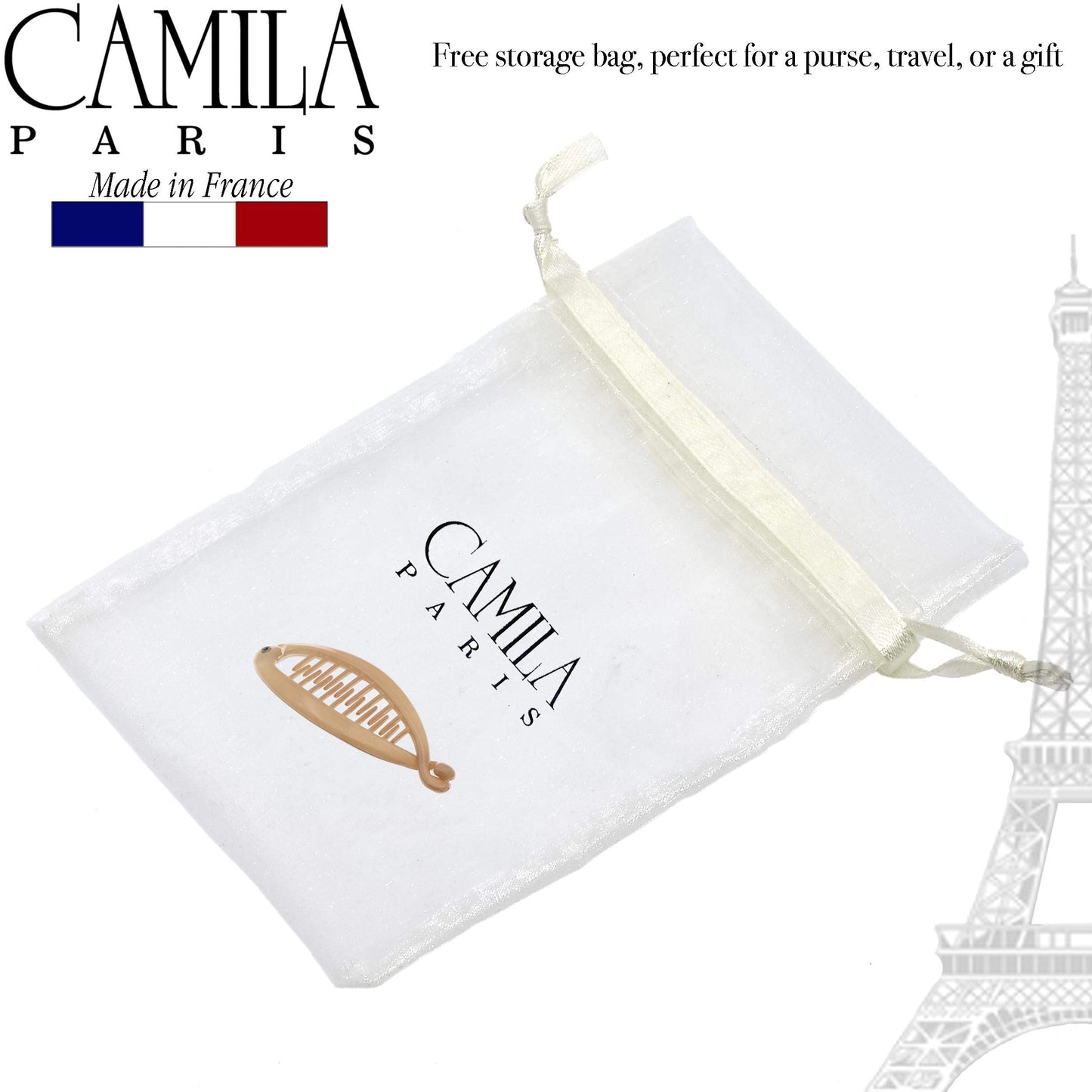 Camila Paris CP2207 French Small Banana Clip Hair Comb, Flexible for Thin Hair Ponytail Holder, Interlocking Styling Clips for Women, Made in France Beauty & Personal Care Camila