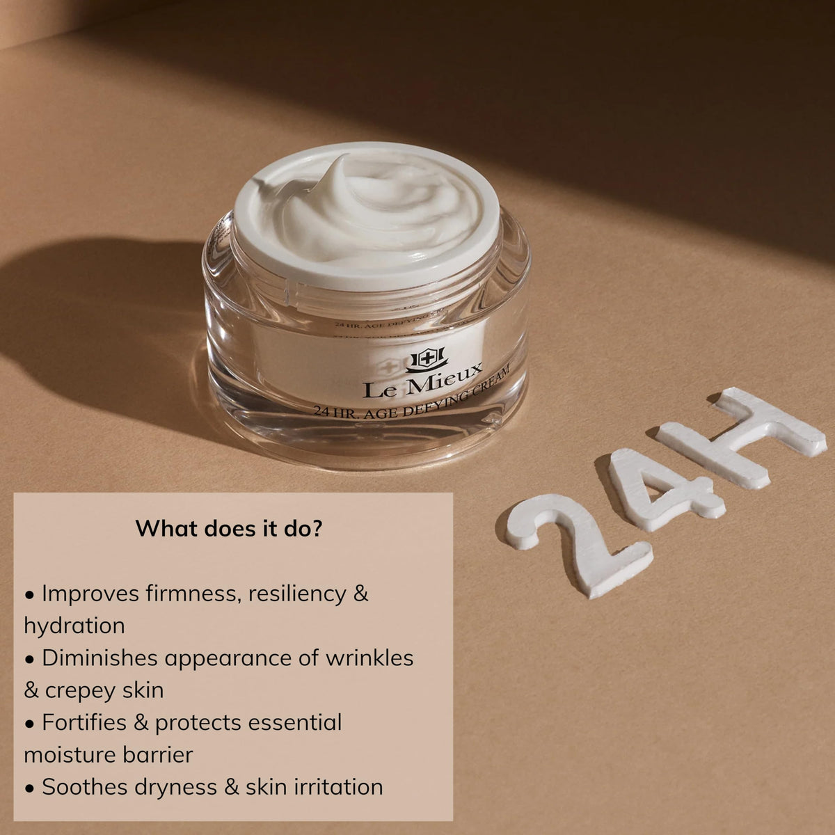 Le Mieux 24 Hr. Age Defying Cream - Hydrating Facial Moisturizer with Hyaluronic Acid & Peptides, Rich Anti-Aging Face Cream, No Parabens or Sulfates