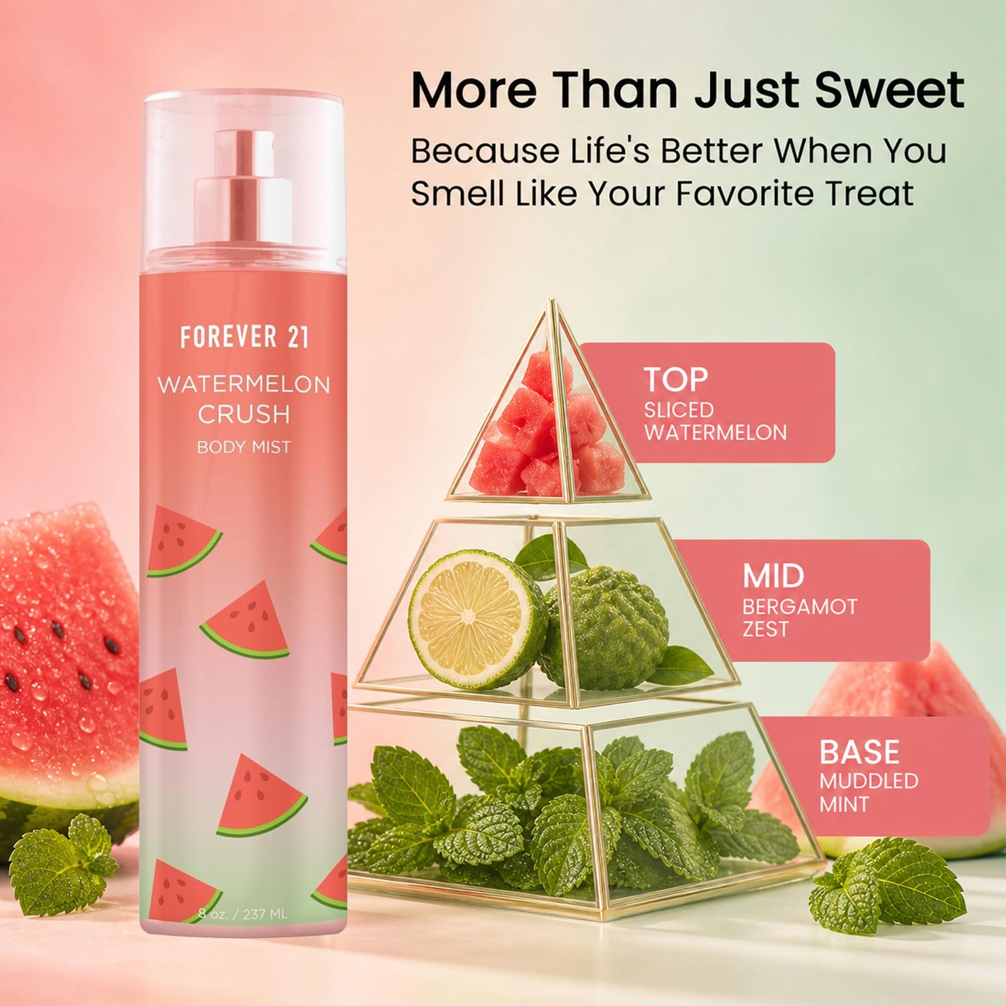 Forever 21 Watermelon Crush Body Spray Mist | Lightweight & Refreshing Everyday Scent | Sweet Body Spray with Fresh Sliced Watermelon Top Notes Beauty & Personal Care Forever 21
