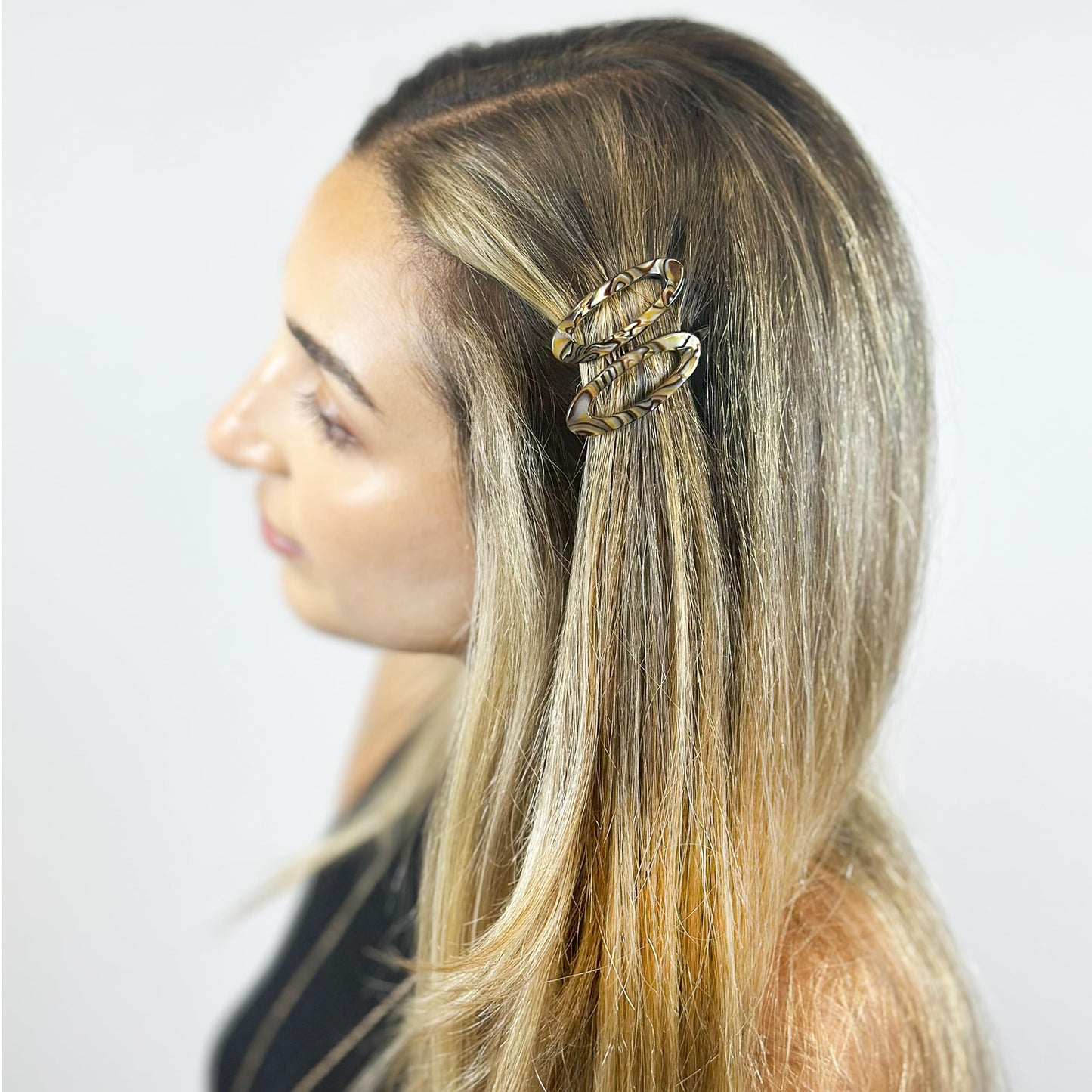 Camila Paris CP3367 French Hair Barrette Clip for Women, Handmade, Onyx, Side Slide-in Metal-Free Closure Strong Hold Grip Hair Clips for Girls, No Beauty & Personal Care Camila