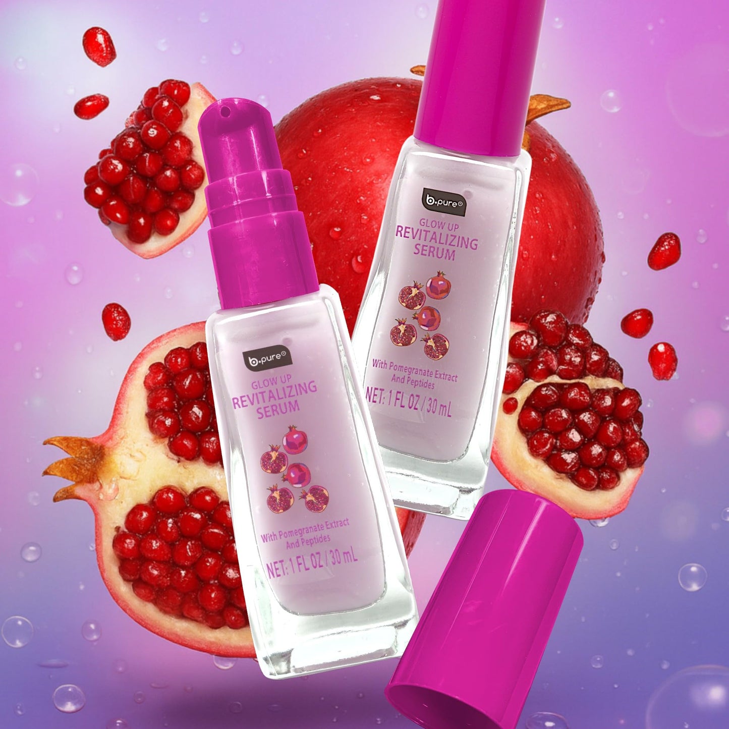 b.pure Glow Up Pomegranate Revitalizing & Energizing Face Serum | Pomegranate Extract & Peptides | 1 oz, 3-Pack Beauty & Personal Care b.pure