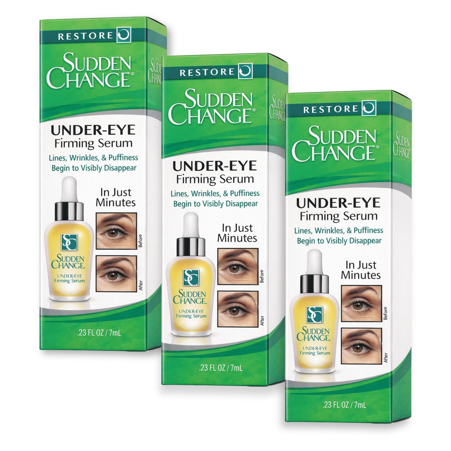 Sudden Change Instant Under-Eye Firming Serum - Fast-Acting Eye Tightening Serum for Under-Eye Bags, Puffiness, Lines & Wrinkles (0.23 oz, Pack of 3) Beauty & Personal Care Sudden Change