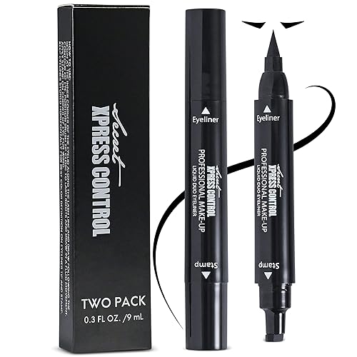 Secret Xpress Control Winged Eyeliner Stamp Waterproof Long Lasting Liquid Black Pen Cat Eye Matte Eye Makeup (Black - 2 Pack) Beauty & Personal Care Secret Xpress Control