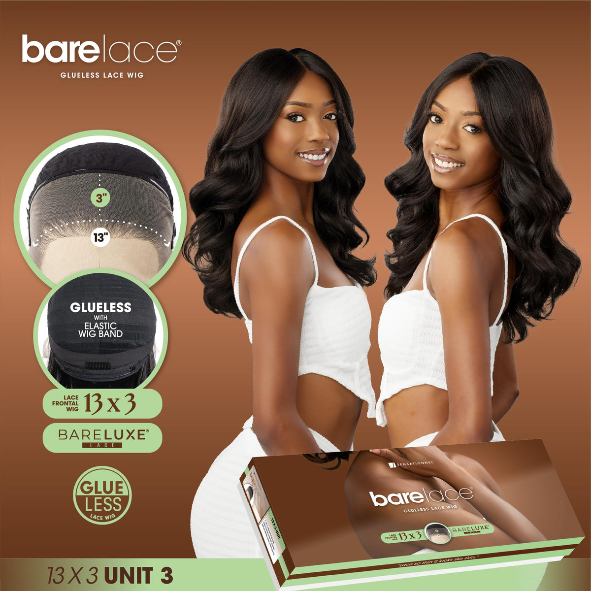 Sensationnel Bare Lace 13x3 Lacewig-Unit 3, BALAYAGECARAMEL