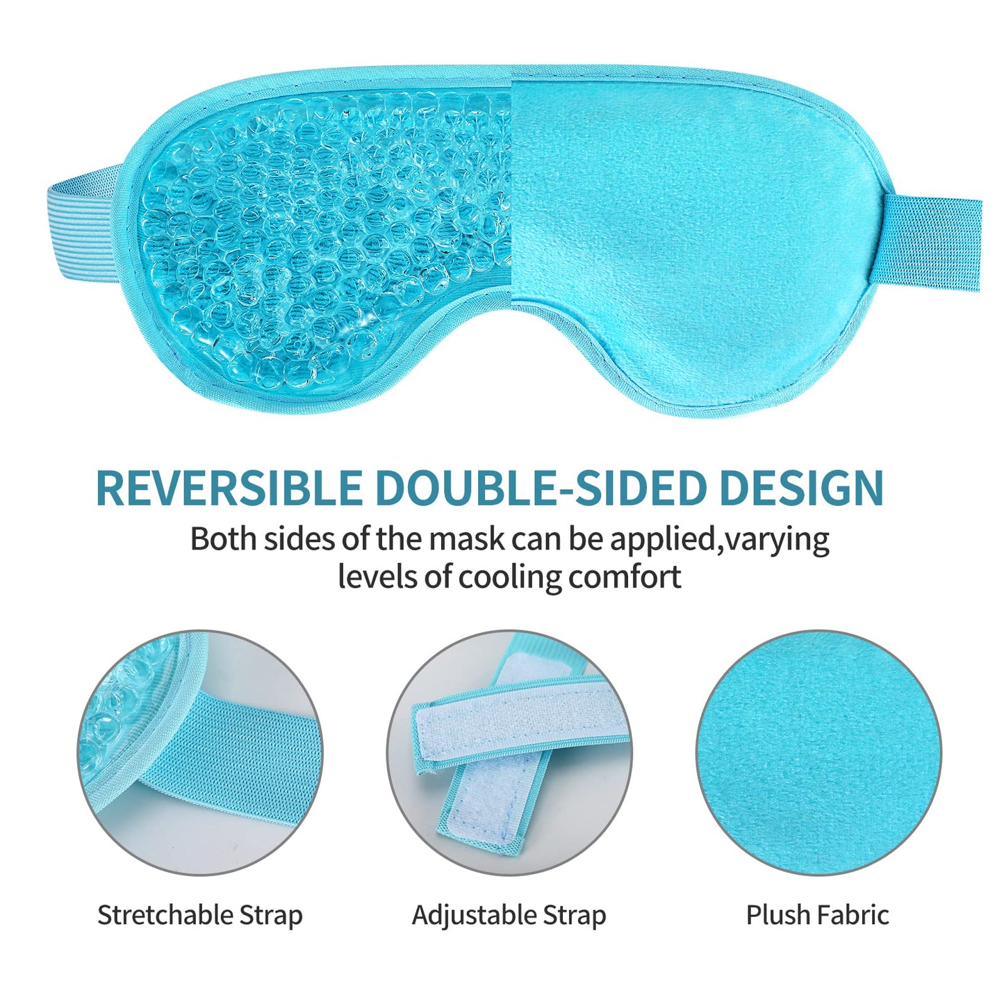2PCS Gel Eye Mask Reusable Cold Therapy Gel Bead Eye Mask for Puffiness/Dark Circles/Eye Bags/Dry Eyes/Headaches/Migraines/Stress Relief (Blue) Beauty and Personal Care CONSGIJI