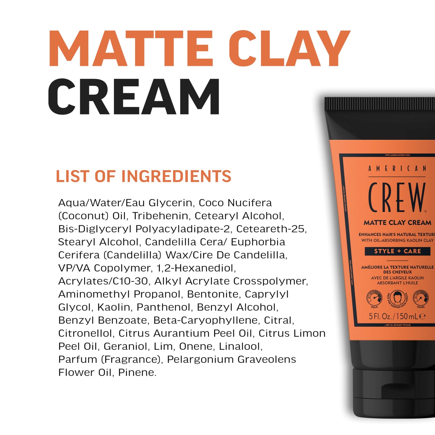AMERICAN CREW Matte Clay Cream, Thickening & Defining Hair Clay with Kaolin Clay & Coconut Oil, Medium Hold Matte Finish for Fine & Straight Hair, 5 Beauty & Personal Care AMERICAN CREW