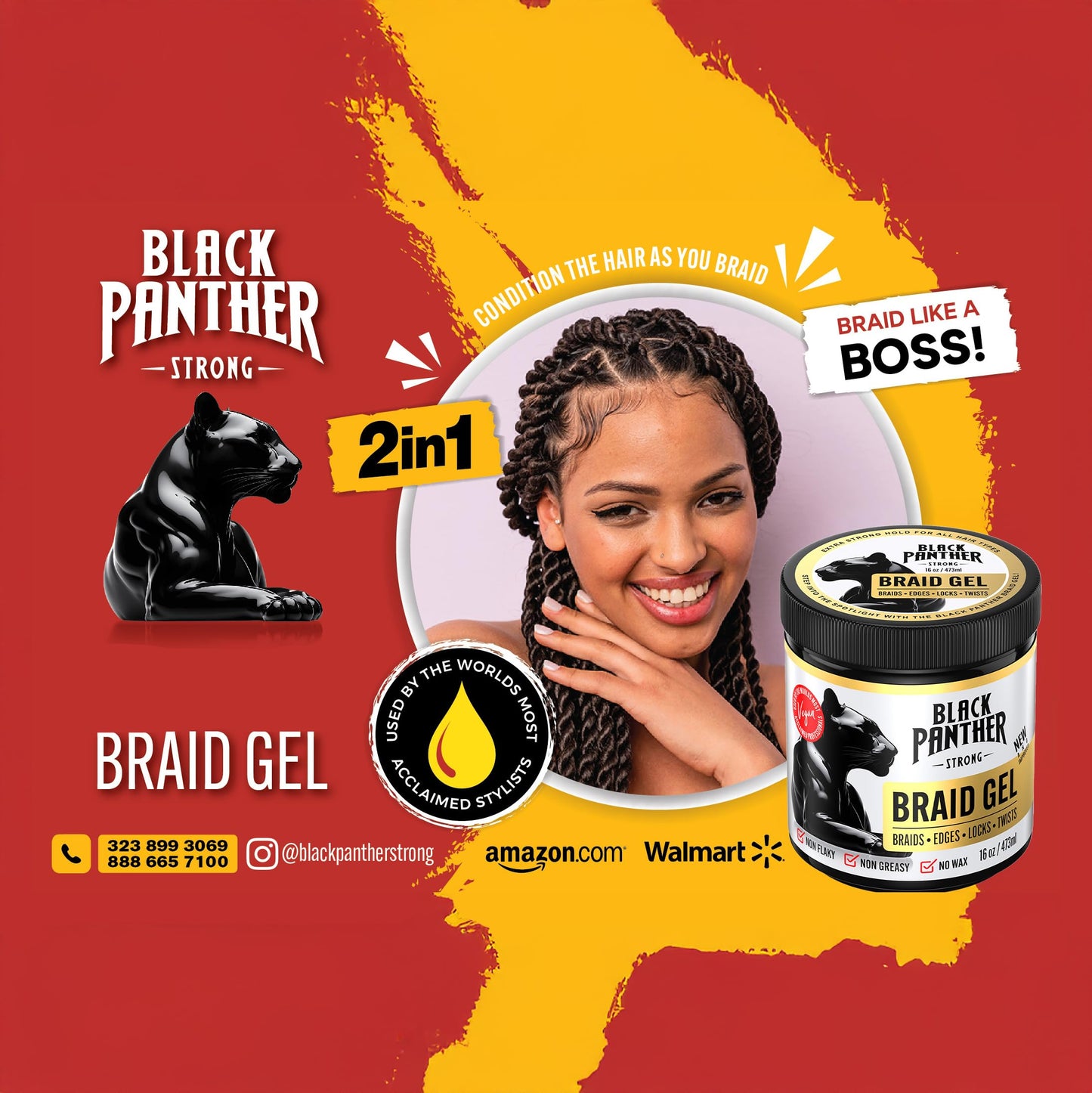 Black Panther Braid Gel | Smooths & Tames Frizz | No Flaking or Drying | High Shine, Long Lasting for Braids, Locks, Twists, Cornrows | 16 oz Beauty & Personal Care BLACK PANTHER STRONG DIAMOND EDGES