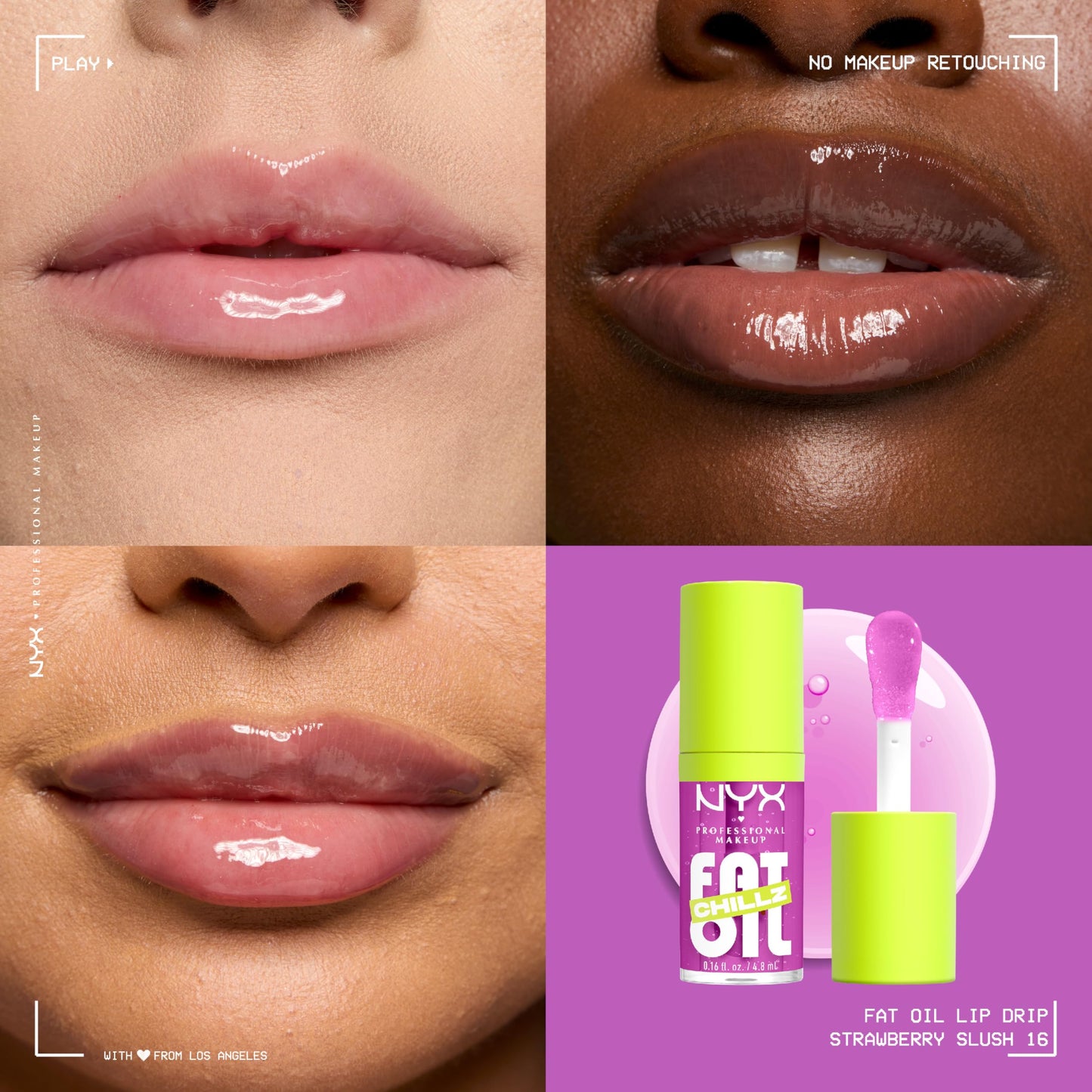 NYX PROFESSIONAL MAKEUP Fat Oil Chillz, Moisturizing, Shiny and Vegan Tinted Lip Gloss - Strawberry Slush (Sheer Pinkish Purple) Beauty & Personal Care NYX PROFESSIONAL MAKEUP