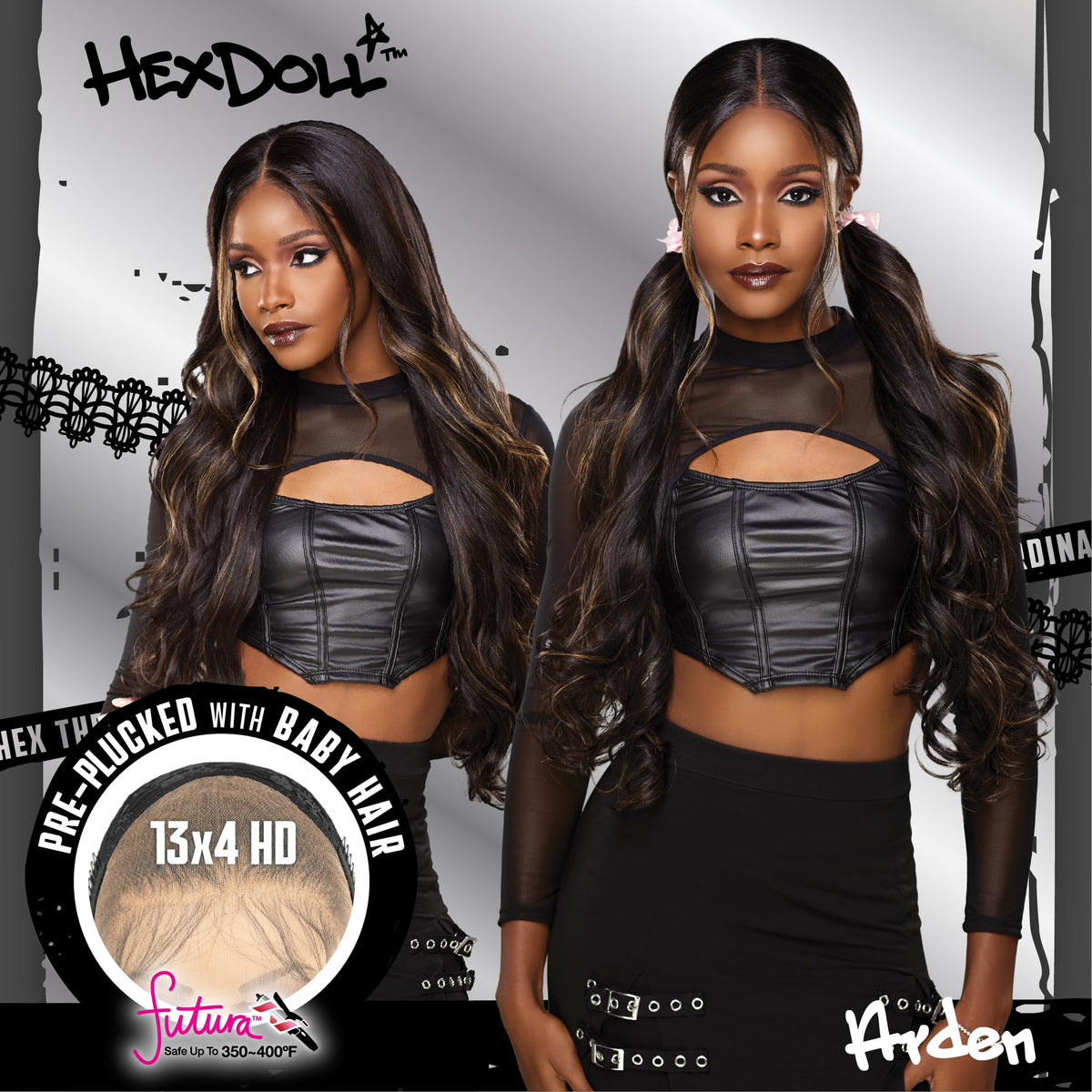 Sensationnel Hexdoll 13x4 LaceWig-Arden, 1 JETBLACK
