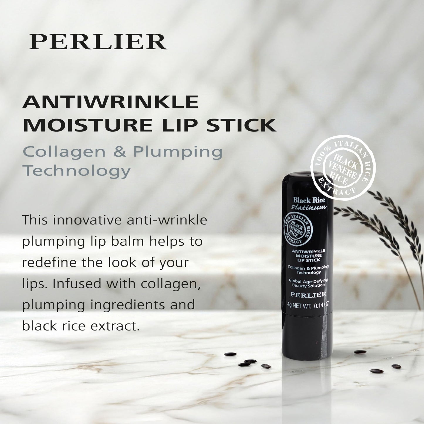 Perlier Black Rice Platinum Plumping Lip Balm, 0.14 fl.oz Beauty and Personal Care Perlier