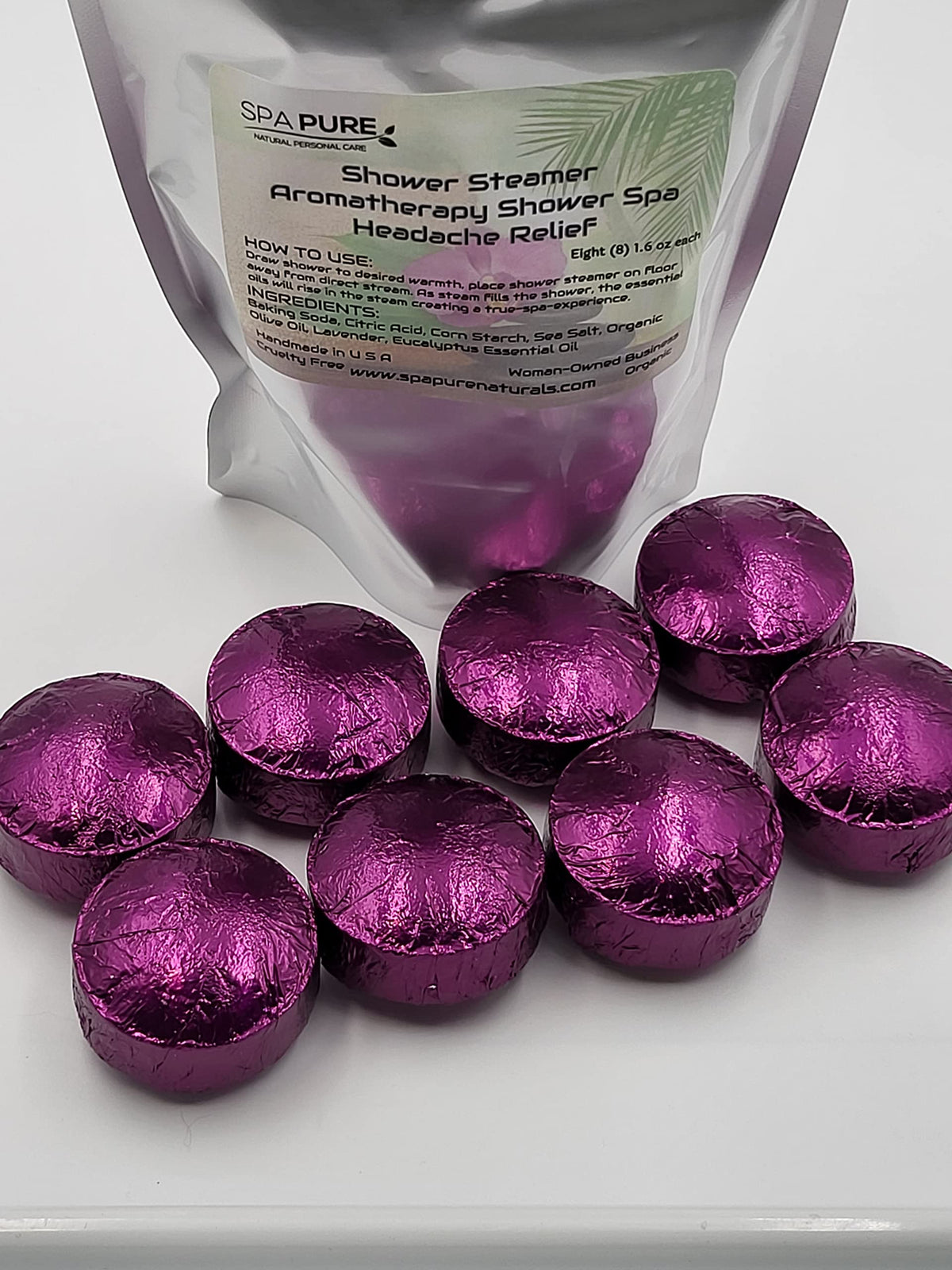 Spa Pure Headache Relief Aromatherapy: Shower Bombs USA Made with 100% Natural/Organic Essential Oils - Lavender, Eucalyptus - Transform Your Shower… Beauty & Personal Care Spa Pure