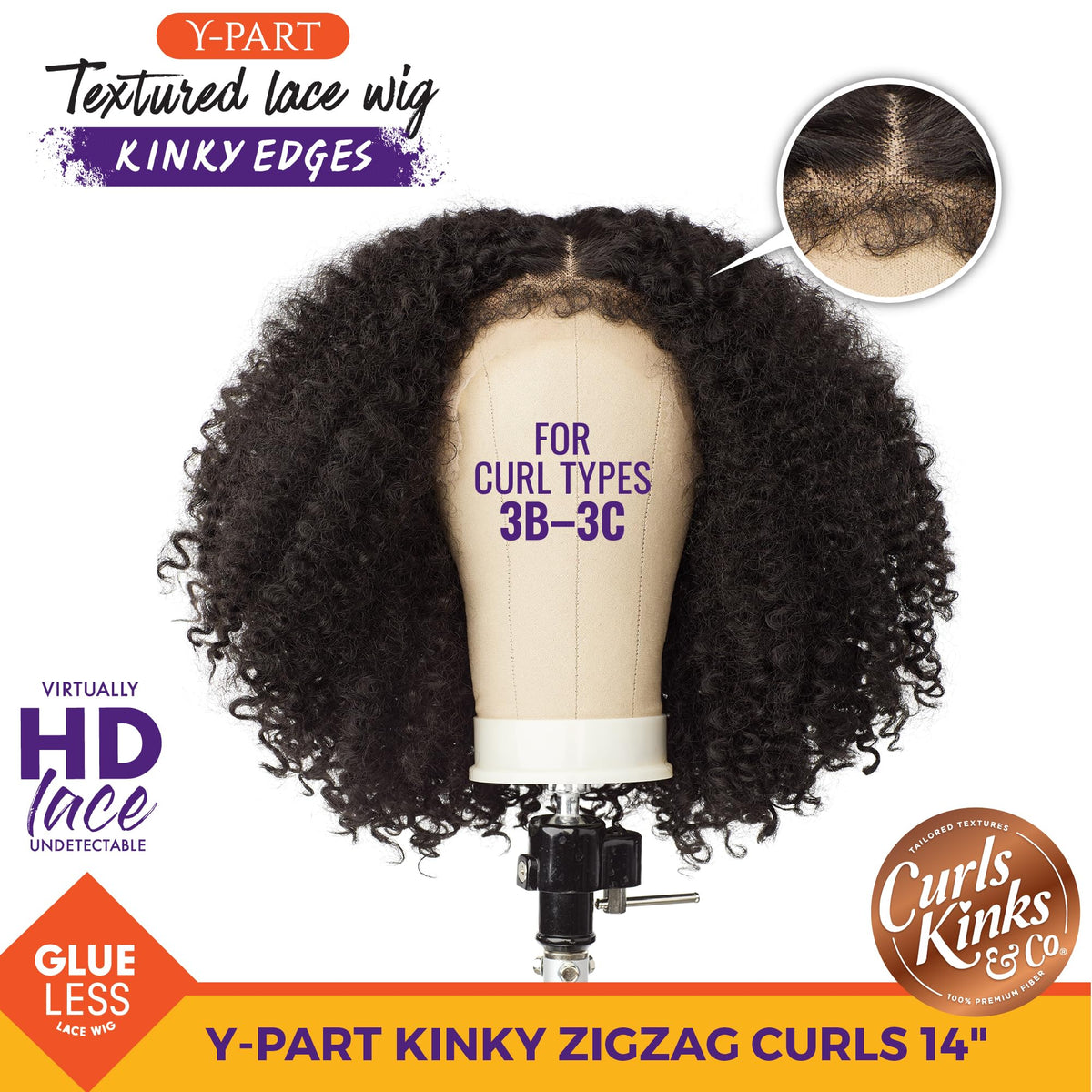 Sensationnel CKCO Kinkyedges Wig-Kinky Zigzag Curl 14 Inch, 1B OFFBLACK