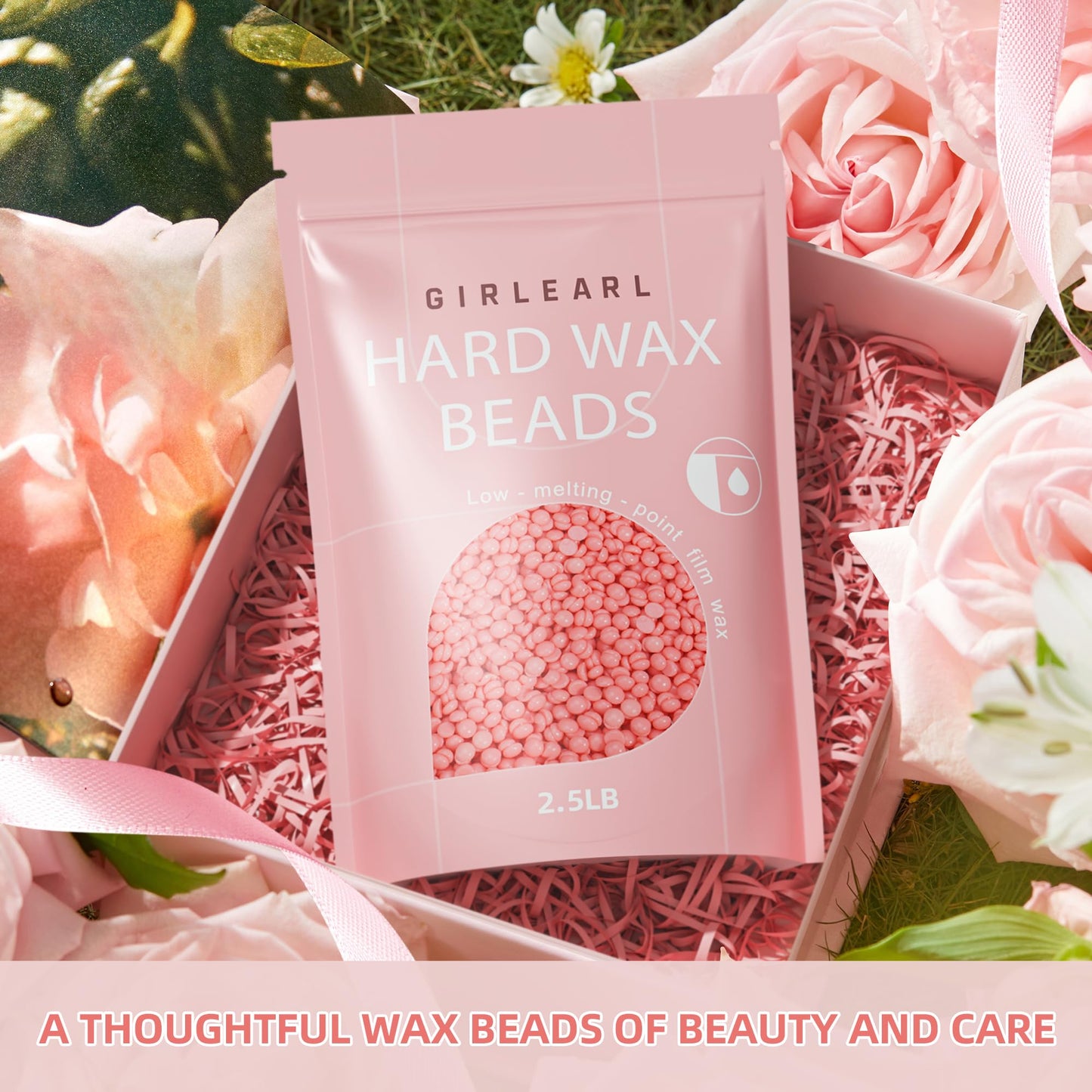GIRLEARLE Hard Wax Beads for Hair Removal, 2.5lb, Rose Oil Infused, Brazilian Bikini Wax for Women Men, Sensitive Skin, Full Body Legs Face Underarms Beauty and Personal Care GIRLEARLE