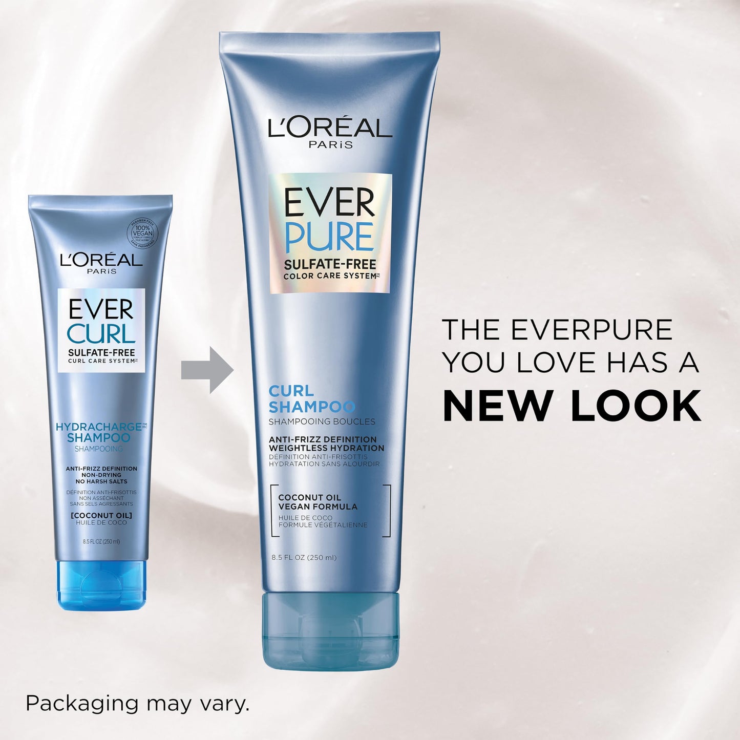 L'Oreal Paris Sulfate Free Conditioner for Curly Hair, Lightweight, Anti-Frizz Hair Care with Coconut Oil, EverPure, 8.5 Fl Oz (Packaging May Vary) Beauty & Personal Care L'Oreal Paris