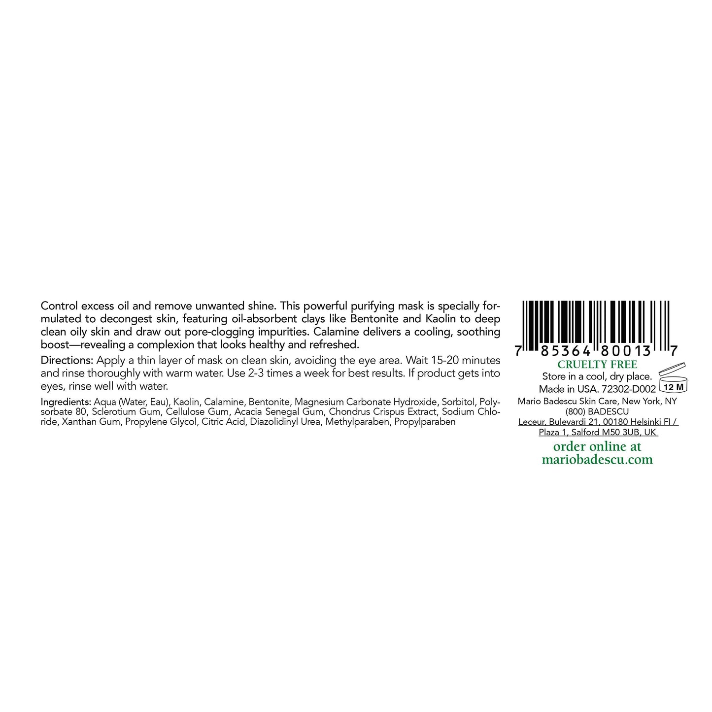 Mario Badescu Special Mask for Oily Skin, Clay Mask Face Care Ideal for Oily or Sensitive Skin, Oil-Absorbing Bentonite, Kaolin and Magnesium Beauty & Personal Care Mario Badescu
