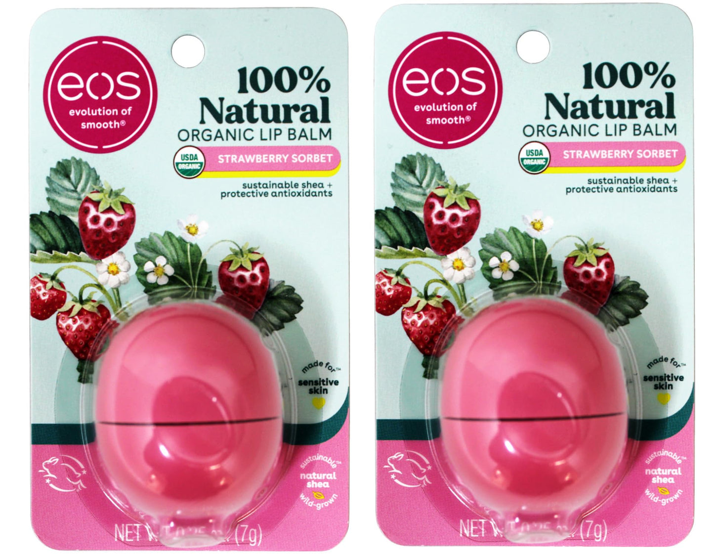 eos Smooth Lip Balm Sphere, Strawberry Sorbet 0.25 oz (Pack of 2) Beauty and Personal Care eos