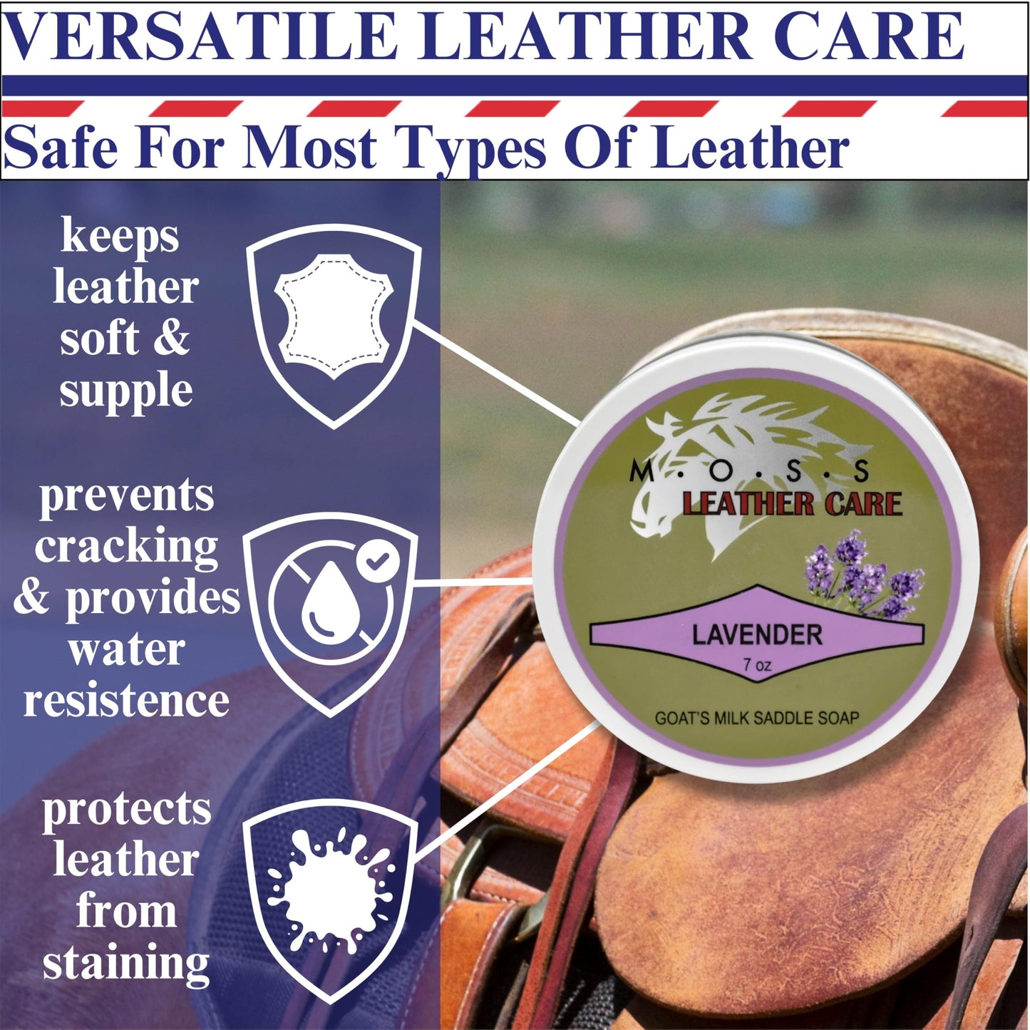 Moss 1851 M.O.S.S. Goat's Milk Saddle Soap - 7 Ounce Lavendar Beauty & Personal Care MOSS