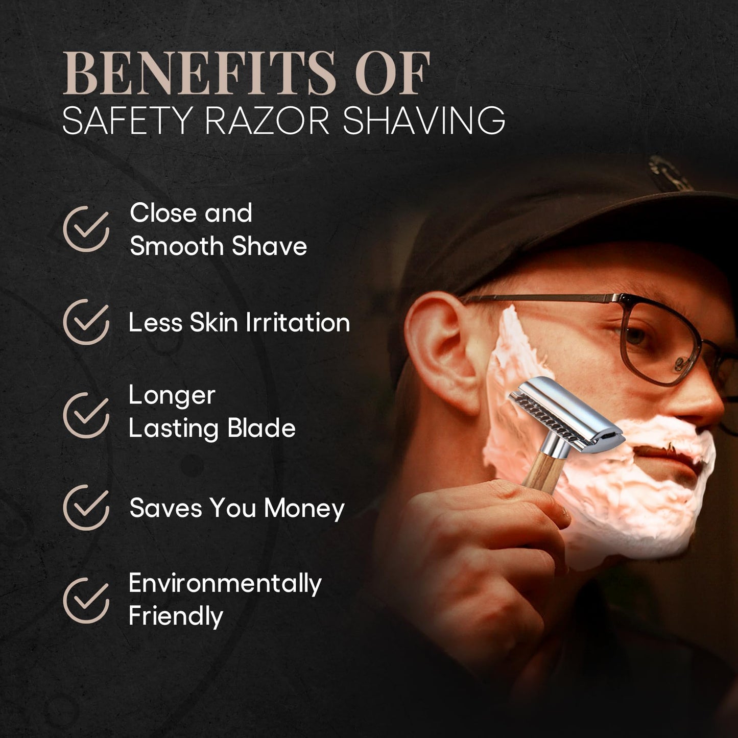 Complete Safety Razor Kit - Includes Olive Wood Safety Razor, Closed Comb Double Edge Razor, Safety Razor Stand, Olive Wood Shaving Brush, Organic Beauty and Personal Care Naked Armor