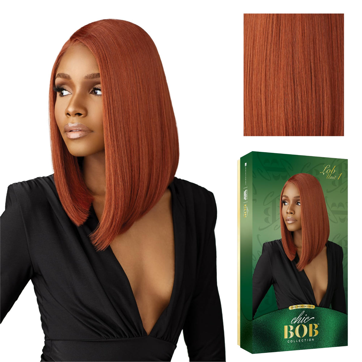 Sensationnel Chicbob Lace Frontwig-Lob Unit 1, CHOCOLATECOPPER